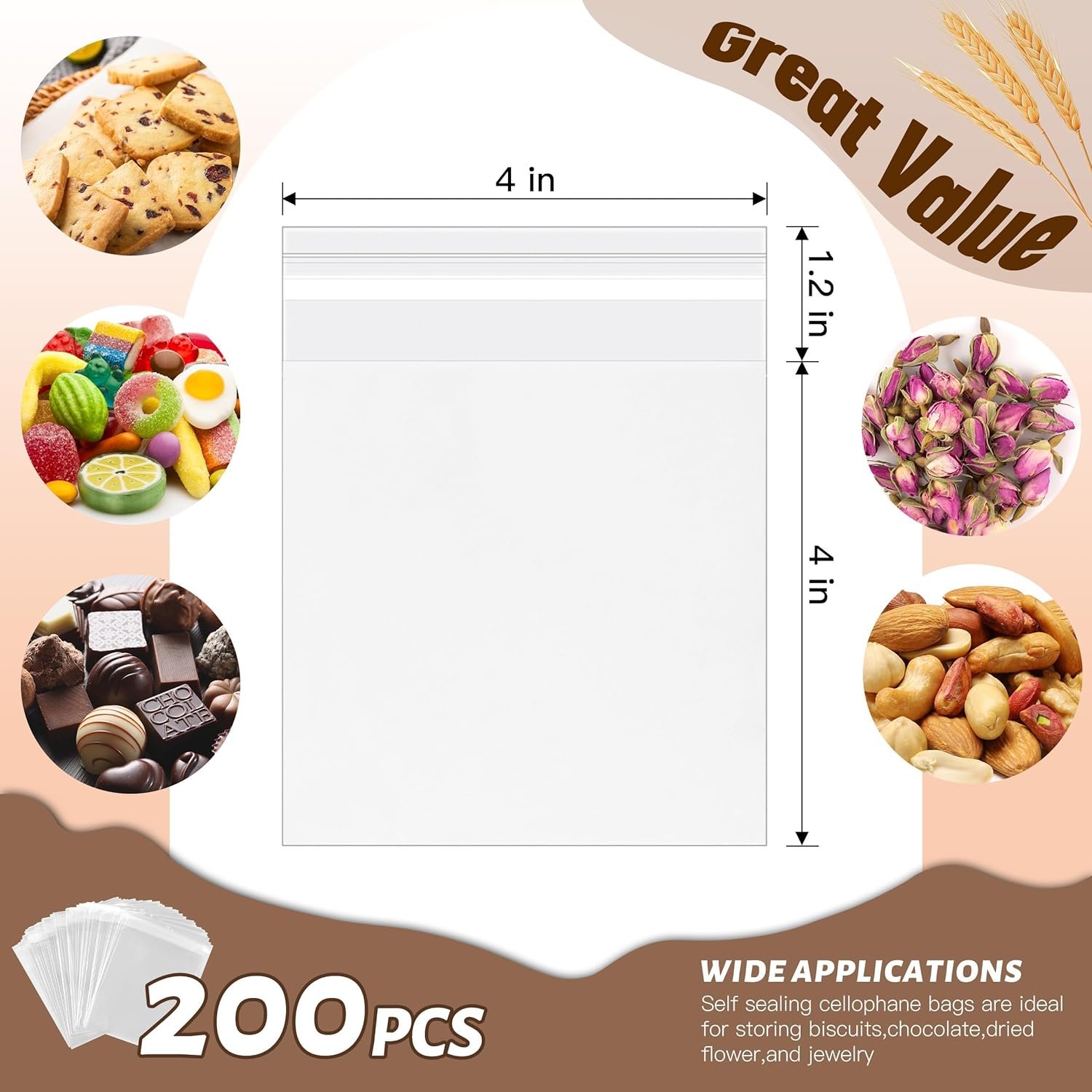Großhandel klare Cellophanbeutel 200 Stück zur Verpackung von Cookies, Süßigkeiten und Geschenken (4x4 Zoll) mit individuellem Logo vom Hersteller, ideal für Eigenmarken und Bulk-Bestellungen. Großhandel klare Cellophanbeutel 200 Stück zur Verpackung von Cookies, Süßigkeiten und Geschenken (4x4 Zoll) mit individuellem Logo vom Hersteller, ideal für Eigenmarken und Bulk-Bestellungen.