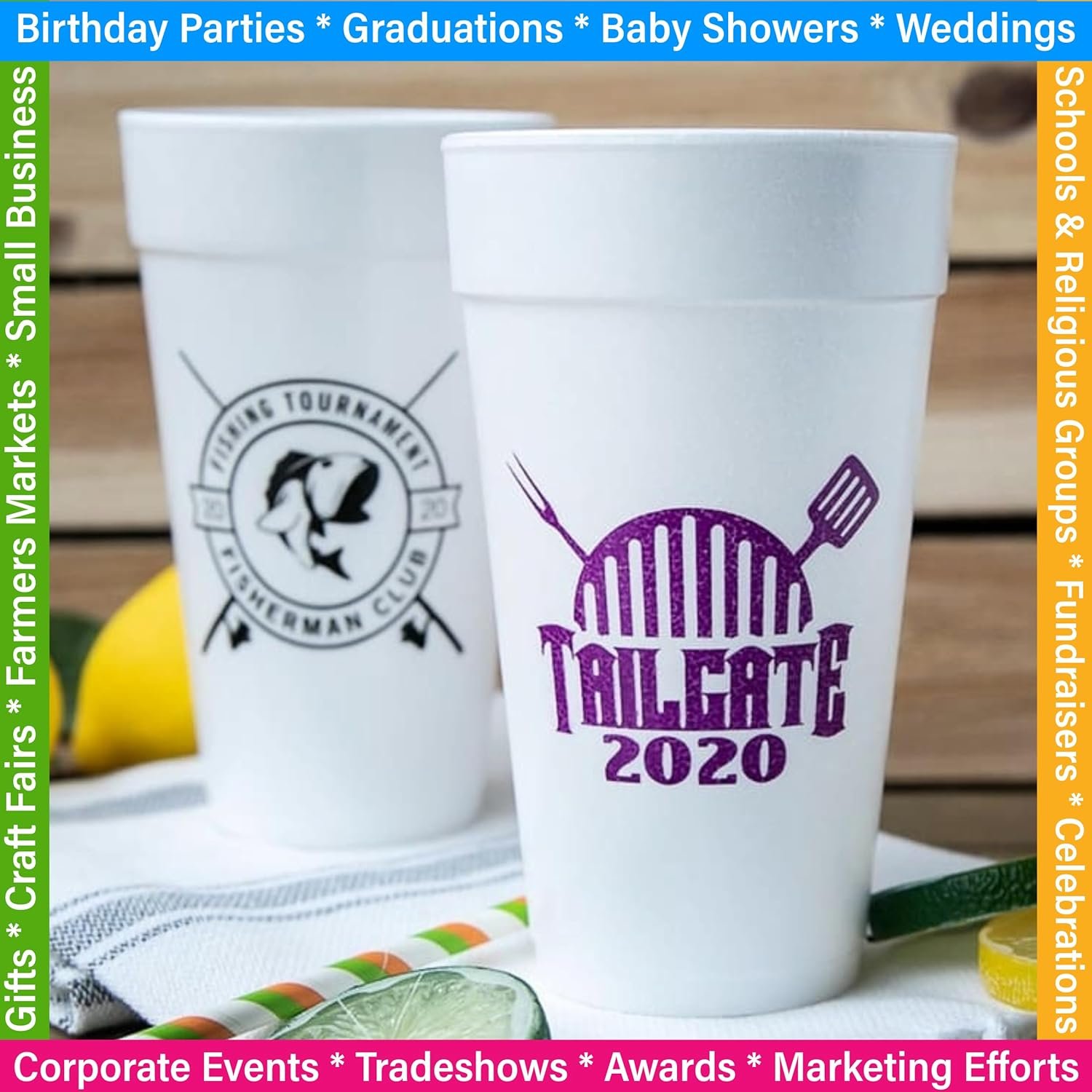 Großhandel individuelle 20 oz. Schaumbecher mit einfarbigem Druck, ideal für Events, Restaurants und Markenpromotion, Hersteller für Bulk-Bestellungen.