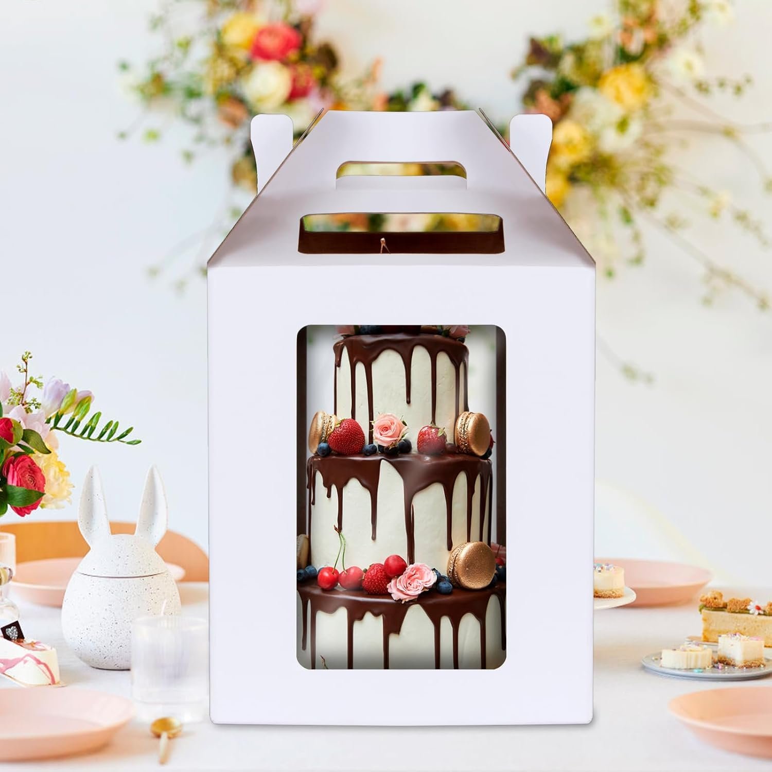 Großhandel Tier Kuchenboxen 12x12x14 IN, 6 Pack mit Cake Boards, OEM Einweg Kuchen-Träger mit 4 Fenstern für Hochzeit, Geburtstag, Party, Hersteller von Backzubehör.