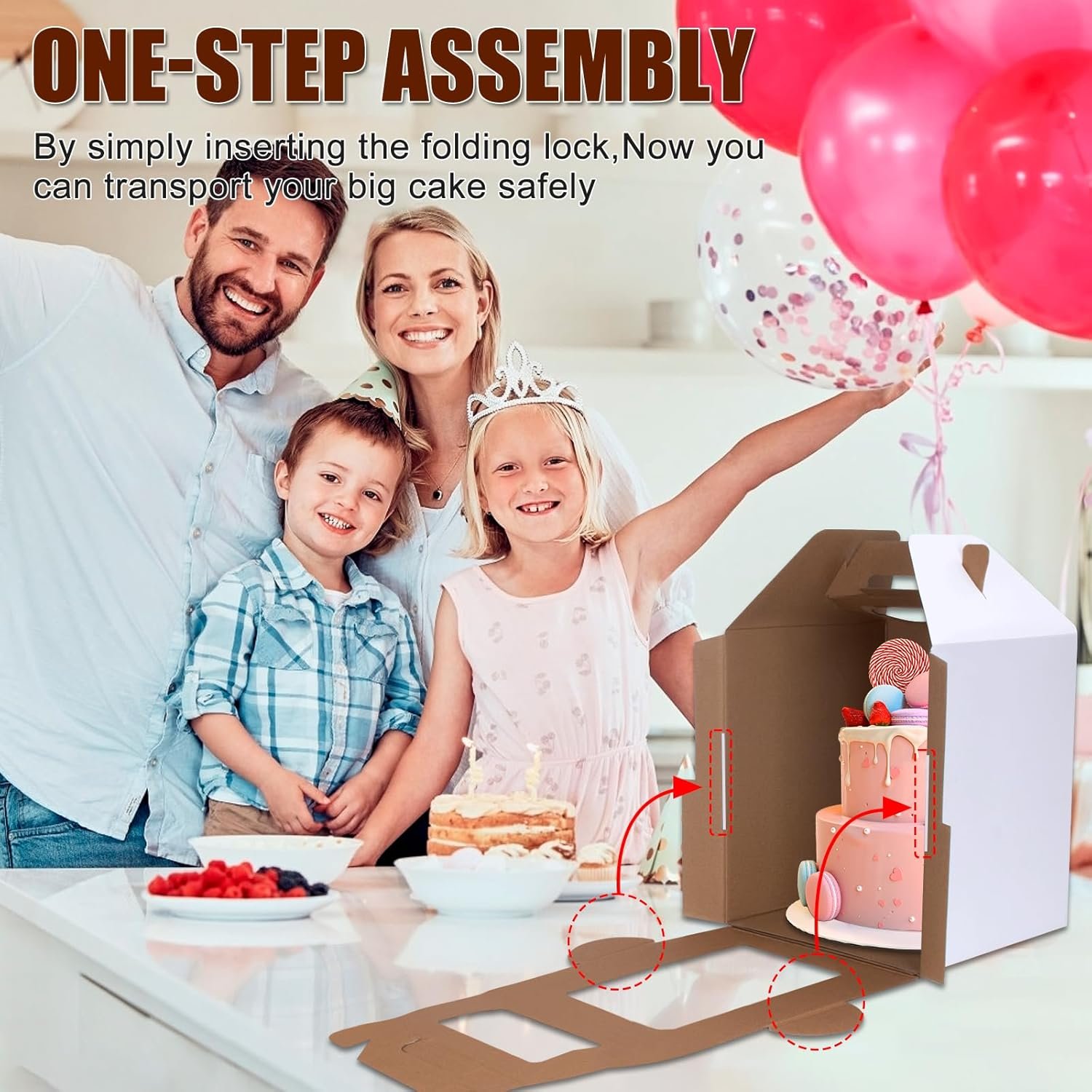 Großhandel Tier Kuchenboxen 12x12x14 IN, 6 Pack mit Cake Boards, OEM Einweg Kuchen-Träger mit 4 Fenstern für Hochzeit, Geburtstag, Party, Hersteller von Backzubehör.