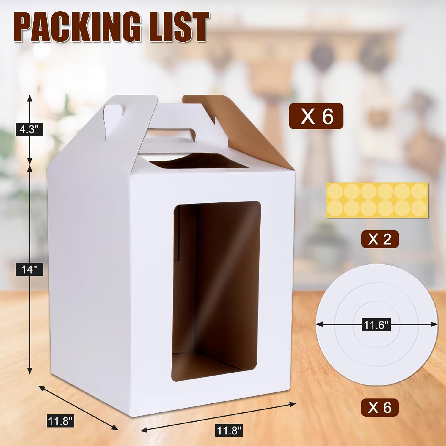 Großhandel Tier Kuchenboxen 12x12x14 IN, 6 Pack mit Cake Boards, OEM Einweg Kuchen-Träger mit 4 Fenstern für Hochzeit, Geburtstag, Party, Hersteller von Backzubehör.