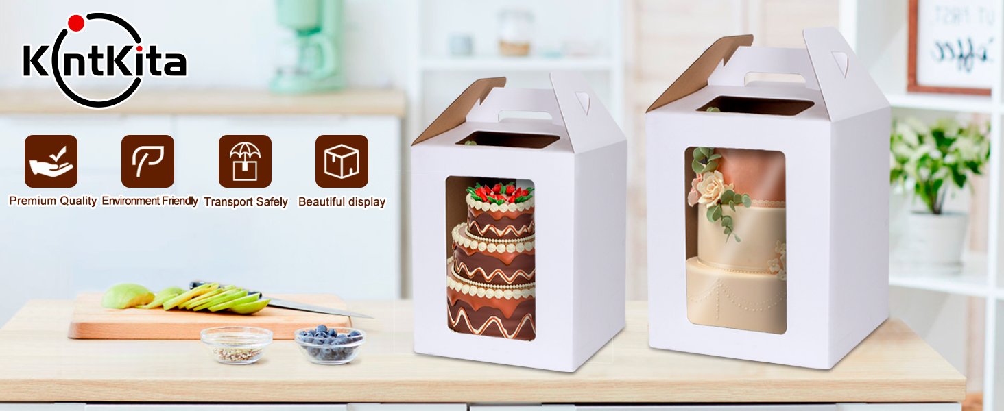 Großhandel Tier Kuchenboxen 12x12x14 IN, 6 Pack mit Cake Boards, OEM Einweg Kuchen-Träger mit 4 Fenstern für Hochzeit, Geburtstag, Party, Hersteller von Backzubehör.