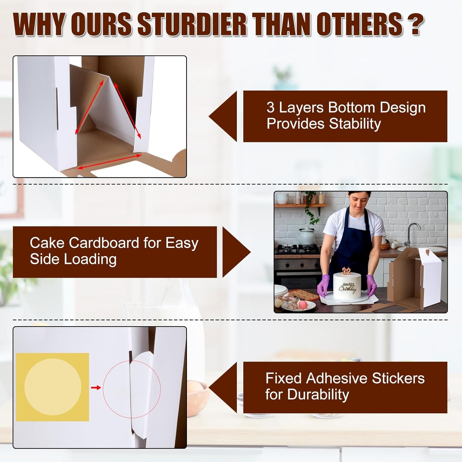 Großhandel Tier Kuchenboxen 12x12x14 IN, 6 Pack mit Cake Boards, OEM Einweg Kuchen-Träger mit 4 Fenstern für Hochzeit, Geburtstag, Party, Hersteller von Backzubehör.