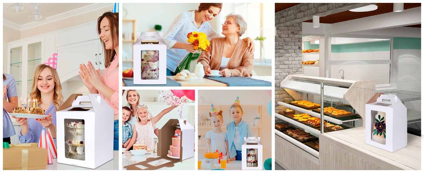 Großhandel Tier Kuchenboxen 12x12x14 IN, 6 Pack mit Cake Boards, OEM Einweg Kuchen-Träger mit 4 Fenstern für Hochzeit, Geburtstag, Party, Hersteller von Backzubehör.