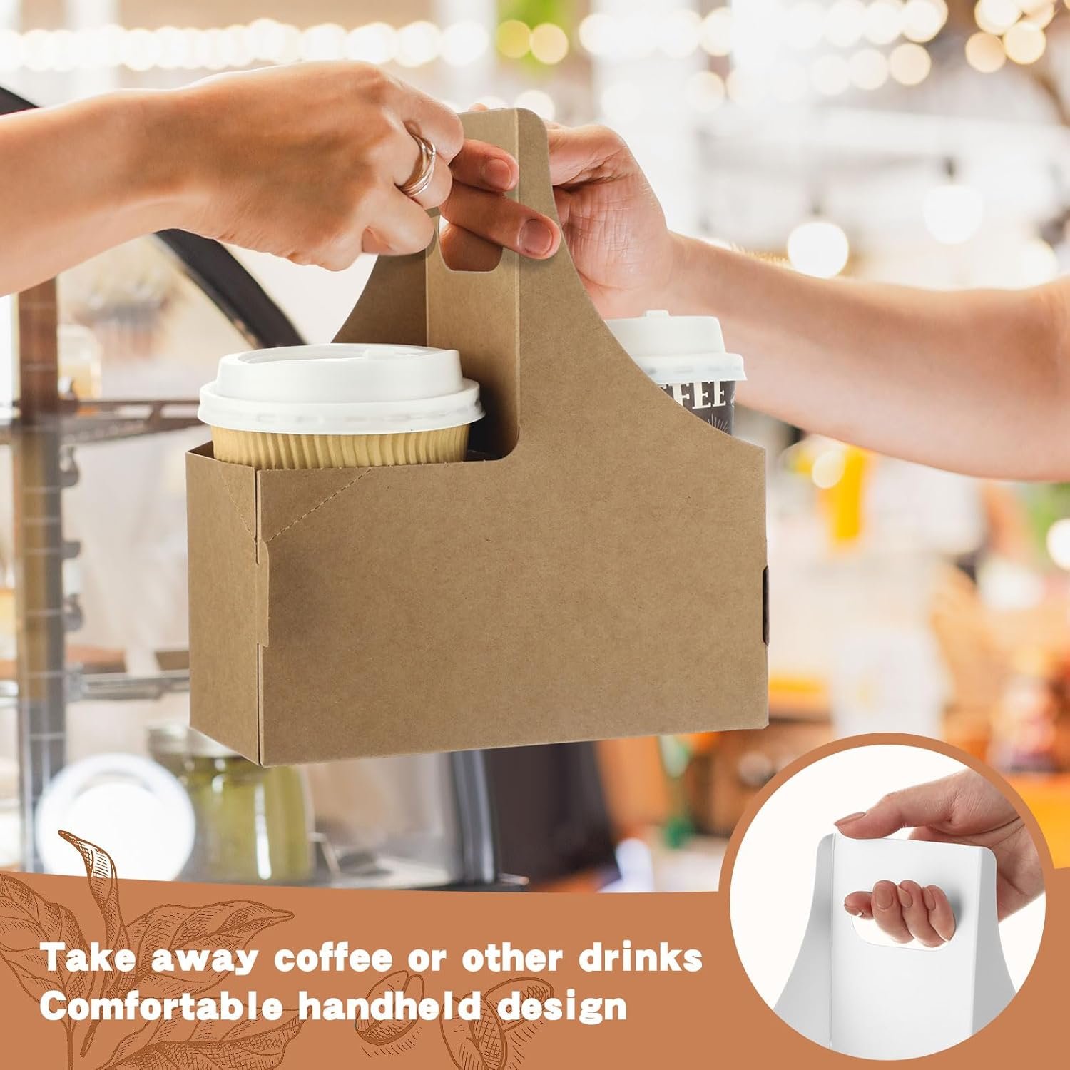 Großhandel 60 Stück 2 Tassen Getränketräger mit Griffen, 7,87 x 3,07 x 6,77 Zoll, Einweg Papierträger für Kaffee, Individuelles Logo, der perfekte 2 Tassen Halter für Takeout, Café, Restaurant und Lebensmittelzustellung, Hersteller und Lieferant für Bulk-Bestellungen.