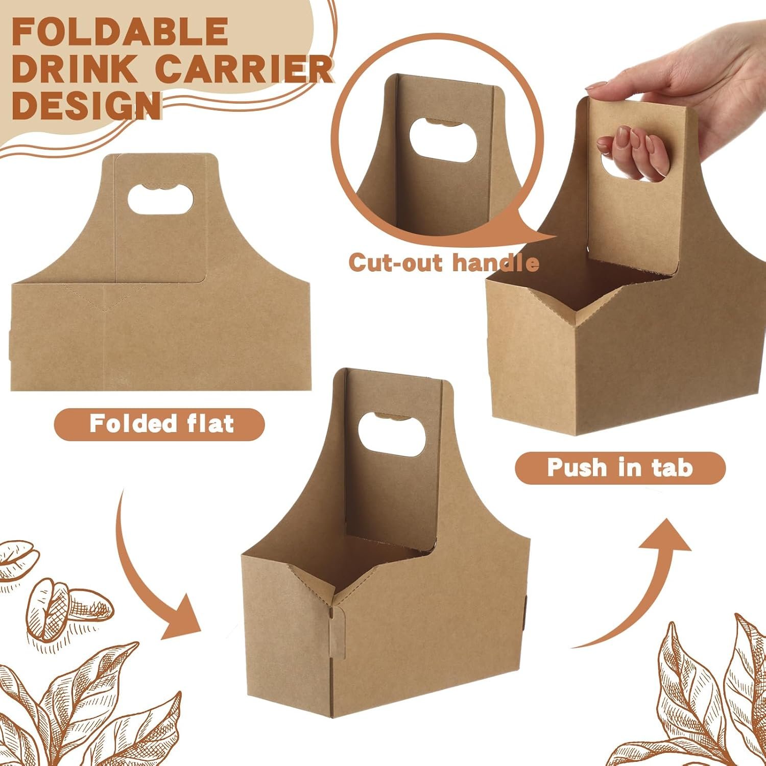 Großhandel 60 Stück 2 Tassen Getränketräger mit Griffen, 7,87 x 3,07 x 6,77 Zoll, Einweg Papierträger für Kaffee, Individuelles Logo, der perfekte 2 Tassen Halter für Takeout, Café, Restaurant und Lebensmittelzustellung, Hersteller und Lieferant für Bulk-Bestellungen.