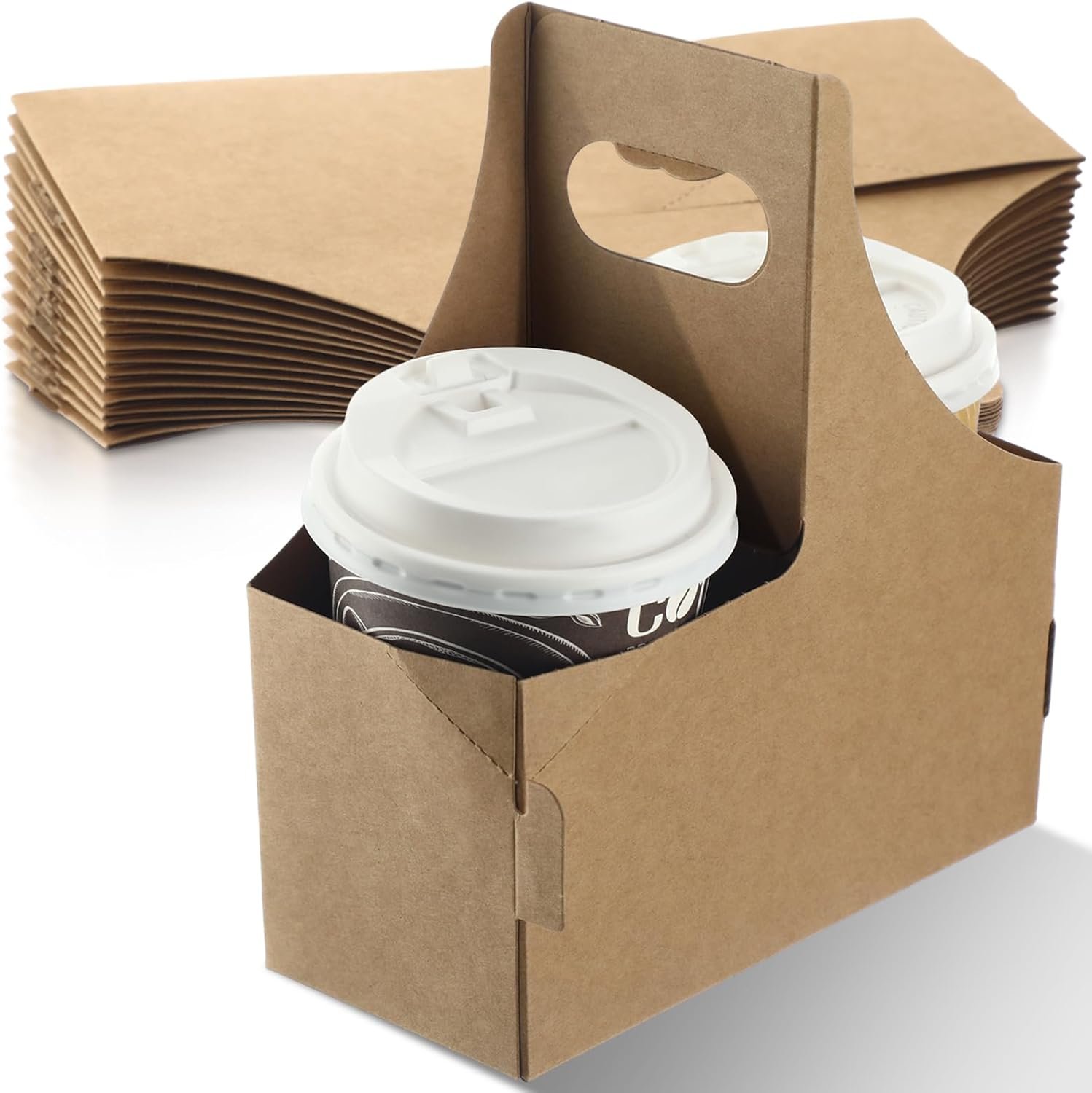 Großhandel 60 Stück 2 Tassen Getränketräger mit Griffen, 7,87 x 3,07 x 6,77 Zoll, Einweg Papierträger für Kaffee, Individuelles Logo, der perfekte 2 Tassen Halter für Takeout, Café, Restaurant und Lebensmittelzustellung, Hersteller und Lieferant für Bulk-Bestellungen.