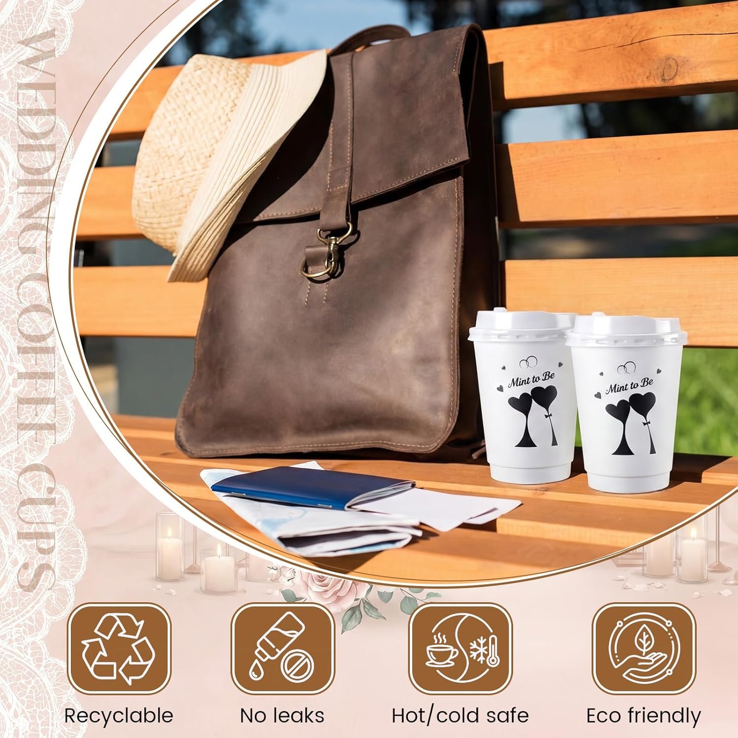 Großhandel 50 Stück Hochzeitskaffeebecher 12 oz Mint to Be Einweg-Papierbecher mit Deckel für die Brautparty, individuelles Logo für Empfang und Verlobung, OEM. Großhandel 50 Stück Hochzeitskaffeebecher 12 oz Mint to Be Einweg-Papierbecher mit Deckel für die Brautparty, individuelles Logo für Empfang und Verlobung, OEM.