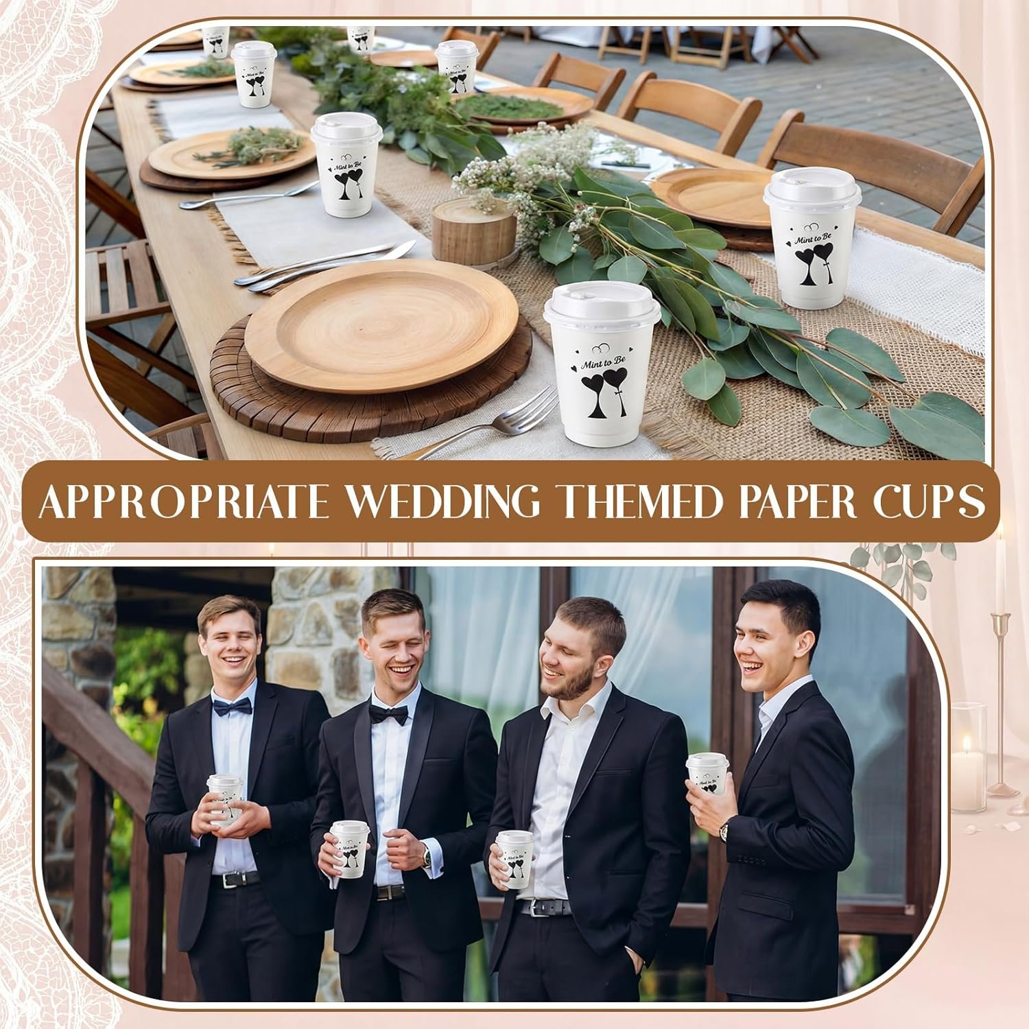 Großhandel 50 Stück Hochzeitskaffeebecher 12 oz Mint to Be Einweg-Papierbecher mit Deckel für die Brautparty, individuelles Logo für Empfang und Verlobung, OEM. Großhandel 50 Stück Hochzeitskaffeebecher 12 oz Mint to Be Einweg-Papierbecher mit Deckel für die Brautparty, individuelles Logo für Empfang und Verlobung, OEM.
