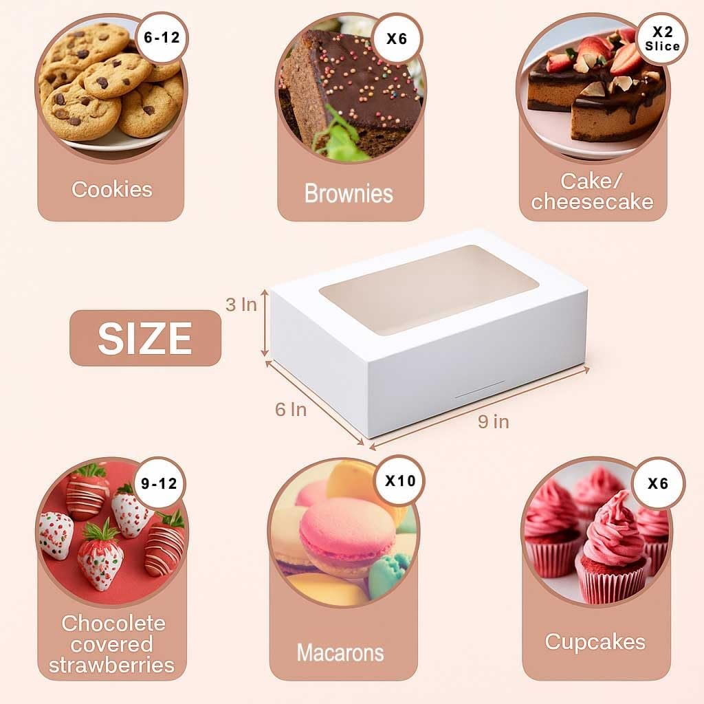 Großhandel 30 Packung Geschenkboxen für Süßigkeiten – Cookie Boxen mit Fenster für Geschenke – 9x6x3 Zoll kleine Cookie Behälter für Erdbeeren, Cupcakes, Bonbons, Charcuterie, Gebäck, Donuts, Backwaren – Individuelles Logo, Hersteller für Bulk-Verkäufe