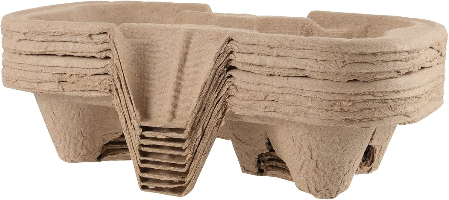 Großhandel 100 Stück Träger für 2 Tassen aus Pulp-Faser, Holder Tray aus geformter Faser, kompostierbarer Kaffee-Tray für heiße oder kalte Getränke, Eigenmarke vom Hersteller. Großhandel 100 Stück Träger für 2 Tassen aus Pulp-Faser, Holder Tray aus geformter Faser, kompostierbarer Kaffee-Tray für heiße oder kalte Getränke, Eigenmarke vom Hersteller.