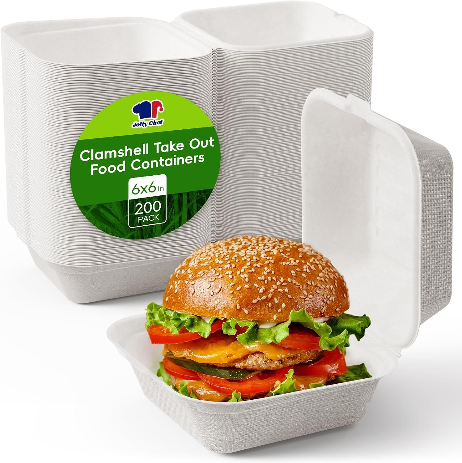 Großhandel Clamshell Take Out Food Containers 200-Pack [6 * 6"] für Salat und Lunch, Hersteller von Zuckerrohr To Go Boxen, individuelles Logo verfügbar.
