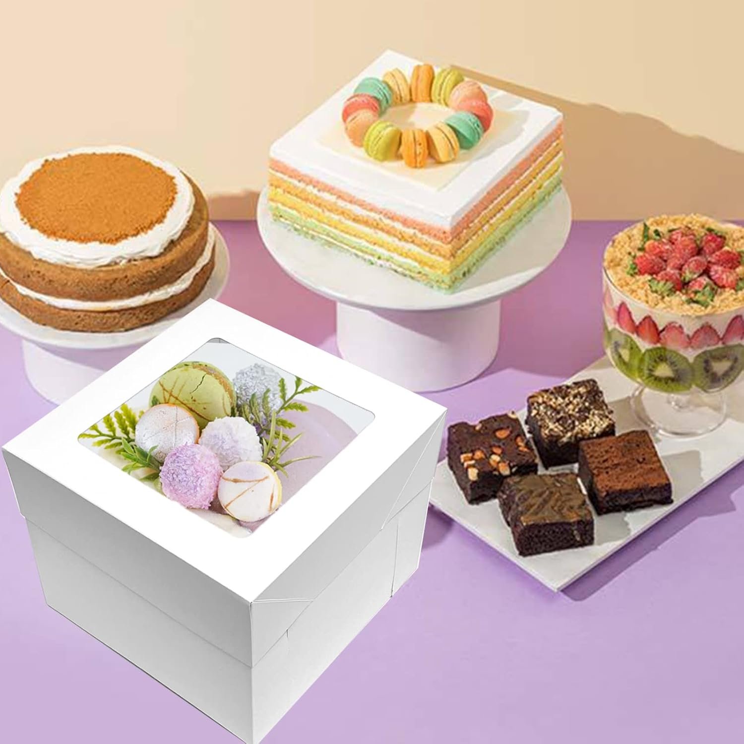 Großhandel Cake Boxes 3 Sets 10x10x8 Zoll mit Boards, Hersteller von erstklassigen Backwarenverpackungen, individuelles Logo willkommen