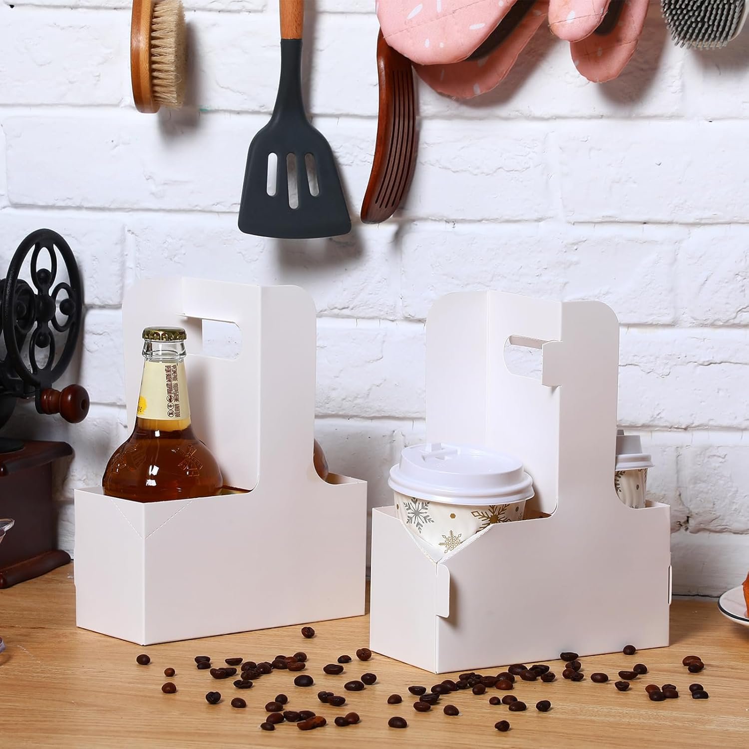 Großhandel 60 Stück 2-Tassen Getränketräger mit Griff 6,9 x 3,2 x 8,9 Zoll für heiße und kalte Getränke, ideal für den Café- und Restaurantbetrieb, individuelles Logo für Hochzeits- und Essenslieferungen, Hersteller in Papierware.