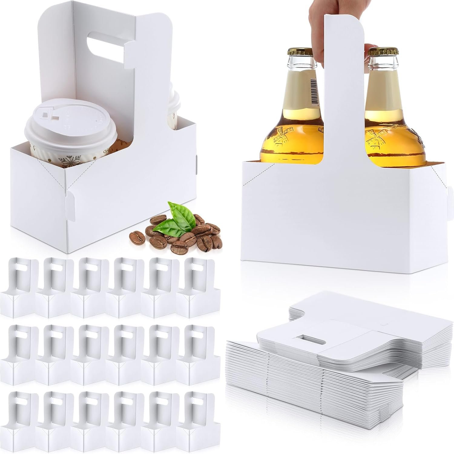 Großhandel 60 Stück 2-Tassen Getränketräger mit Griff 6,9 x 3,2 x 8,9 Zoll für heiße und kalte Getränke, ideal für den Café- und Restaurantbetrieb, individuelles Logo für Hochzeits- und Essenslieferungen, Hersteller in Papierware.