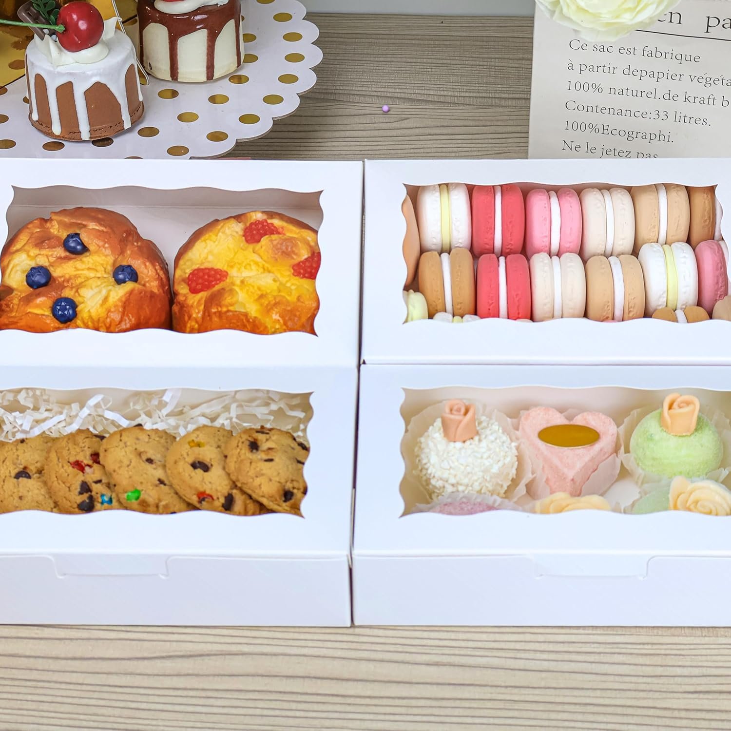 Großhandel 50 Stück 7x4,5x1,5 Zoll Cookie Boxen mit Fenster, Weiß, Makronen- und Dessertboxen, individuell bedruckte Verpackungen von einem zuverlässigen Hersteller, OEM verfügbar. Großhandel 50 Stück 7x4,5x1,5 Zoll Cookie Boxen mit Fenster, Weiß, Makronen- und Dessertboxen, individuell bedruckte Verpackungen von einem zuverlässigen Hersteller, OEM verfügbar.