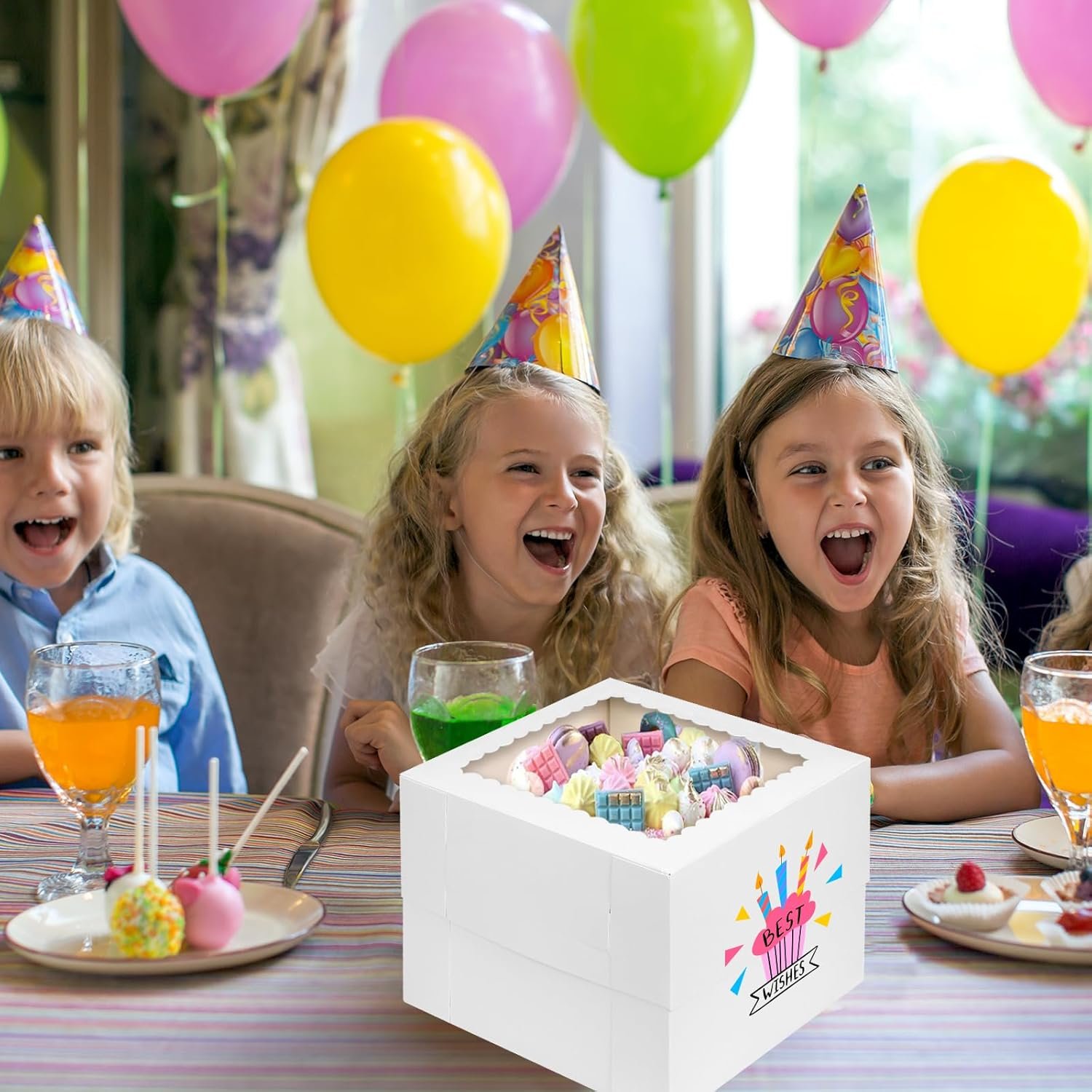 Großhandel Kuchenboxen 10x10x8 Zoll mit Fenster für Donuts, Torten, Kekse - Individuelles Logo für Ihre Eigenmarke, 10 Stück, ideal für Valentinstag, Muttertag, Hochzeit, Geburtstag, vom Hersteller in Bulk.