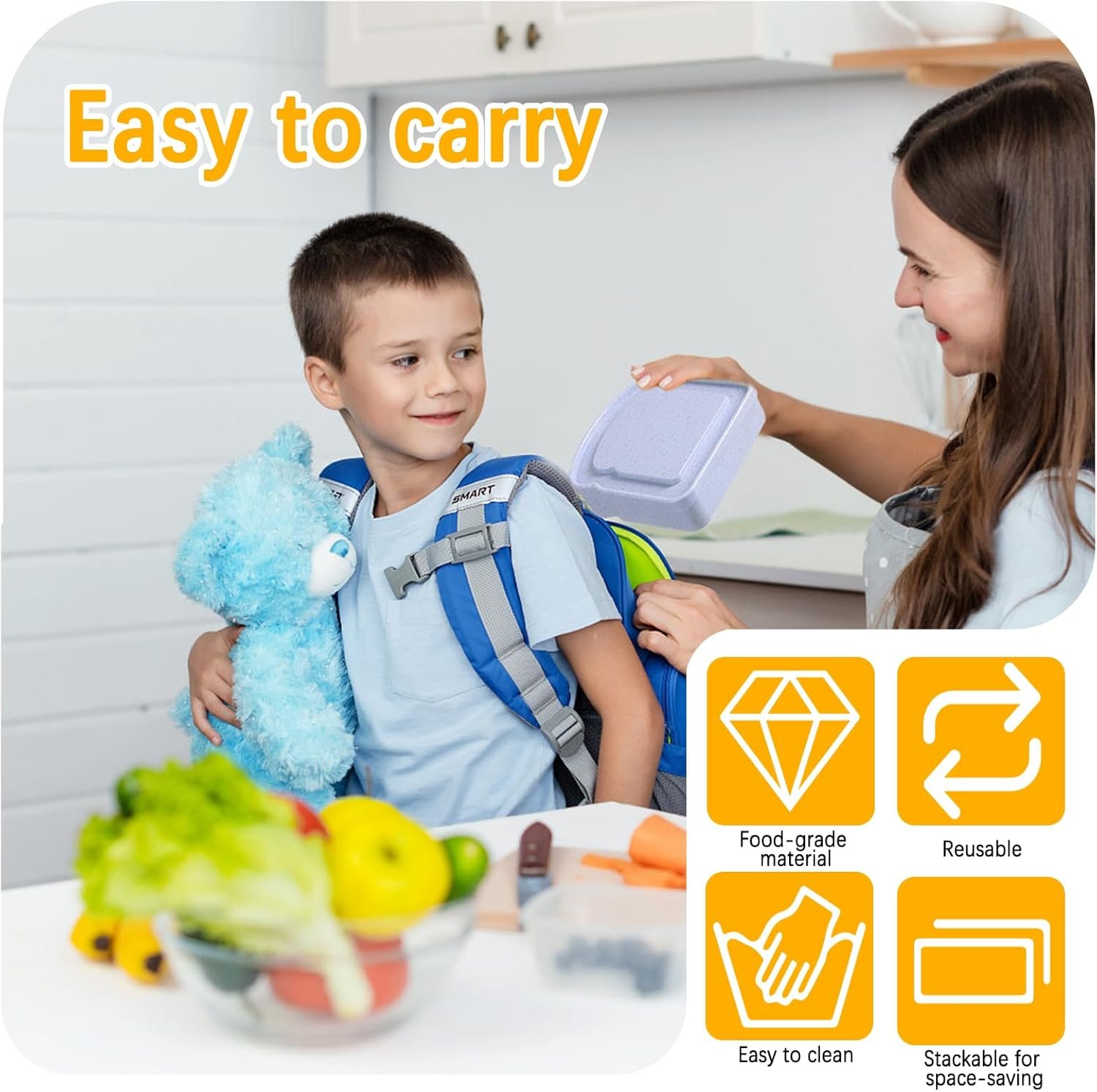 Großhandel 4er Set Brotdosen für Lunchboxen, wiederverwendbare Sandwichbox mit Deckel, plastik Toast-förmige Lebensmittelaufbewahrung für Obst, Snacks, BPA-frei, mikrowellen- und spülmaschinenfest, Individuelles Logo, Hersteller