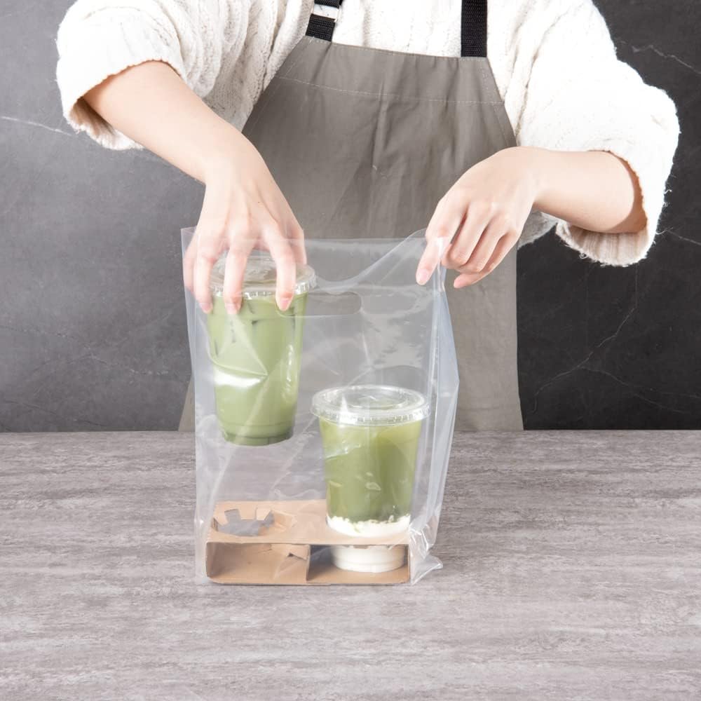 Großhandel 100 selbststehende To-Go-Taschen 13,8 x 7,9 x 4,3 Zoll für Mahlzeiten oder Getränke, individuell bedruckbar mit Logo, hergestellt von erfahrenen Lieferanten in Premium-Klarplastik.