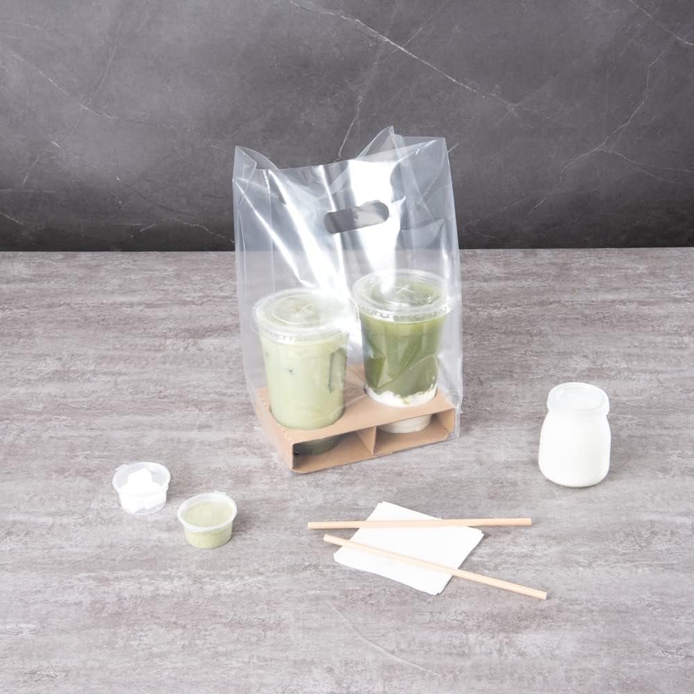 Großhandel 100 selbststehende To-Go-Taschen 13,8 x 7,9 x 4,3 Zoll für Mahlzeiten oder Getränke, individuell bedruckbar mit Logo, hergestellt von erfahrenen Lieferanten in Premium-Klarplastik.