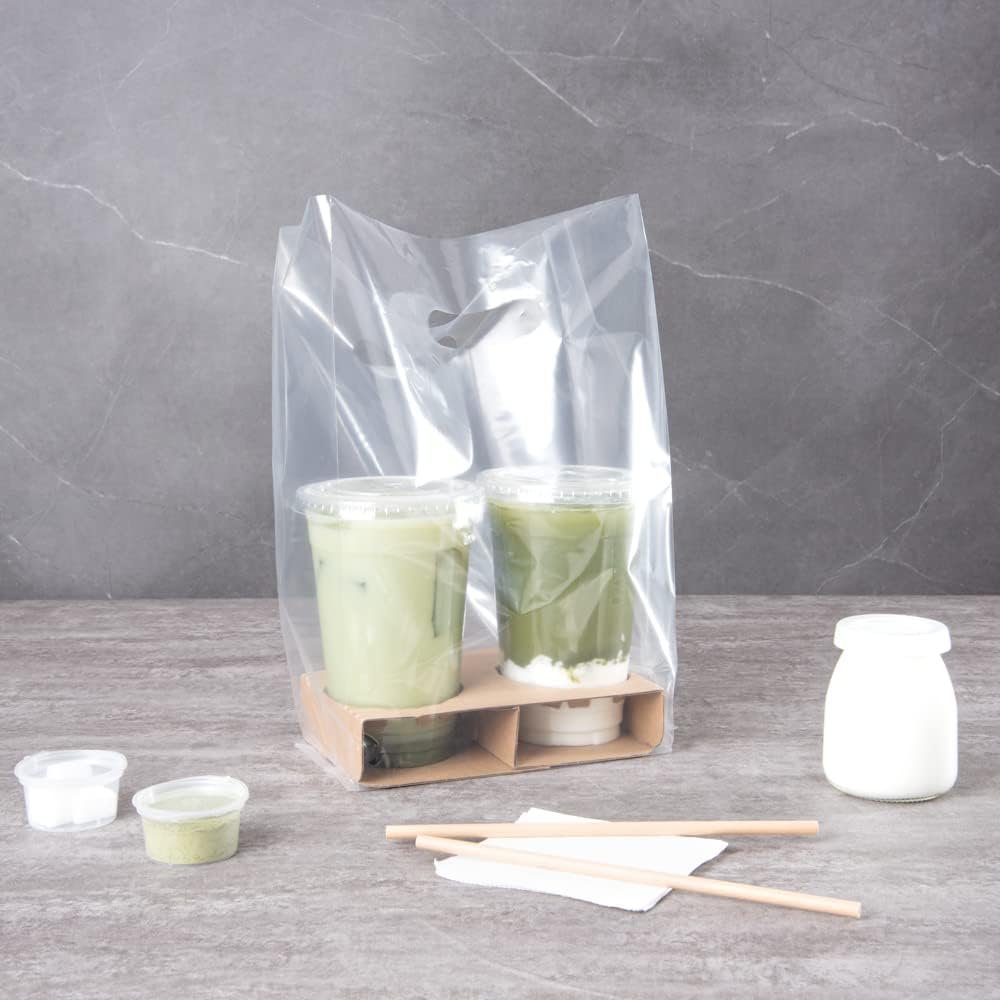 Großhandel 100 selbststehende To-Go-Taschen 13,8 x 7,9 x 4,3 Zoll für Mahlzeiten oder Getränke, individuell bedruckbar mit Logo, hergestellt von erfahrenen Lieferanten in Premium-Klarplastik.