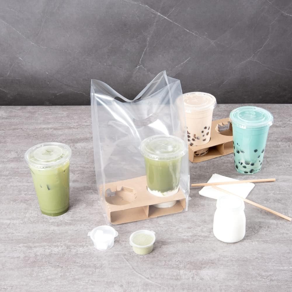 Großhandel 100 selbststehende To-Go-Taschen 13,8 x 7,9 x 4,3 Zoll für Mahlzeiten oder Getränke, individuell bedruckbar mit Logo, hergestellt von erfahrenen Lieferanten in Premium-Klarplastik.