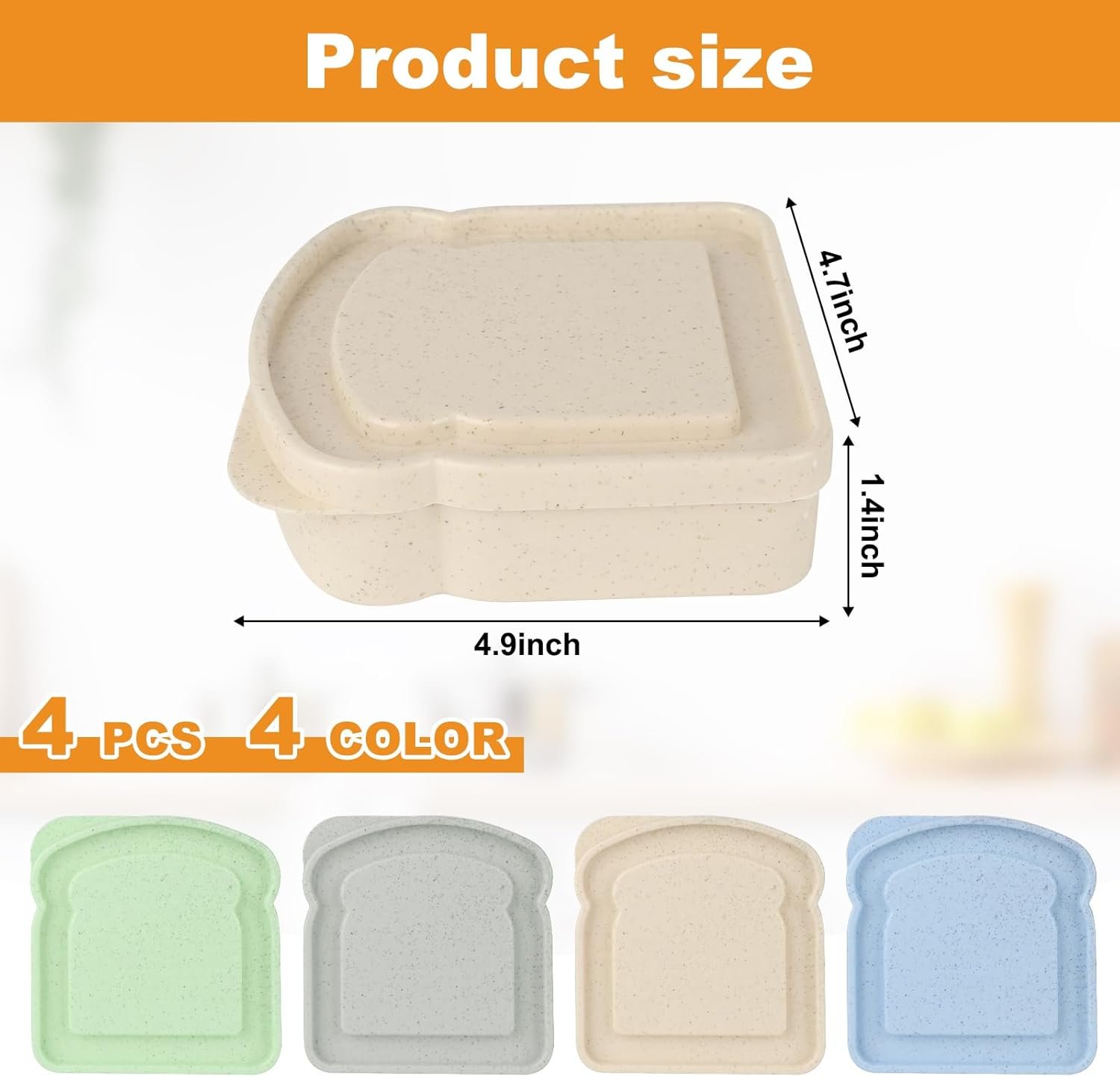 Großhandel Sandwichbehälter, 4-teilig, wiederverwendbare Toastbox, Sandwichhalter für Lunch, individuelles Logo für Erwachsene, mikrowellen- und spülmaschinenfest (Blau, Grün, Grau, Aprikose), Hersteller für Großmenge.