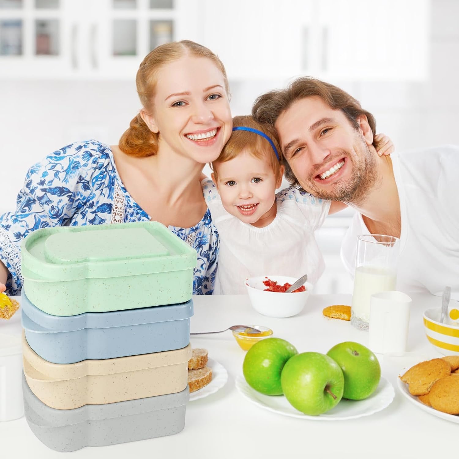 Großhandel Sandwichbehälter, 4-teilig, wiederverwendbare Toastbox, Sandwichhalter für Lunch, individuelles Logo für Erwachsene, mikrowellen- und spülmaschinenfest (Blau, Grün, Grau, Aprikose), Hersteller für Großmenge.