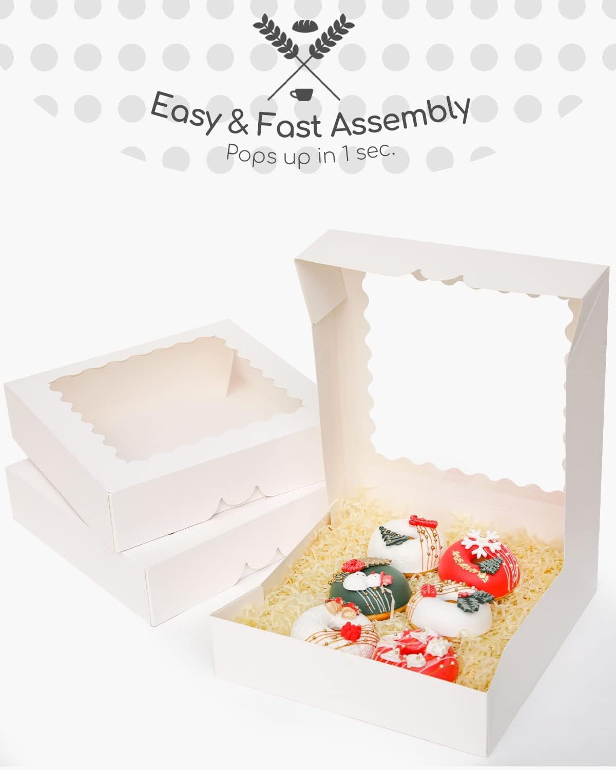 Großhandel 8x8x2,5 Zoll weiße Pastetenschachtel mit Fenster, 12 Stück Kuchenbox (Auto-pop Up) für individuelle Logos, Hersteller für die Backwarenbranche. Großhandel 8x8x2,5 Zoll weiße Pastetenschachtel mit Fenster, 12 Stück Kuchenbox (Auto-pop Up) für individuelle Logos, Hersteller für die Backwarenbranche.