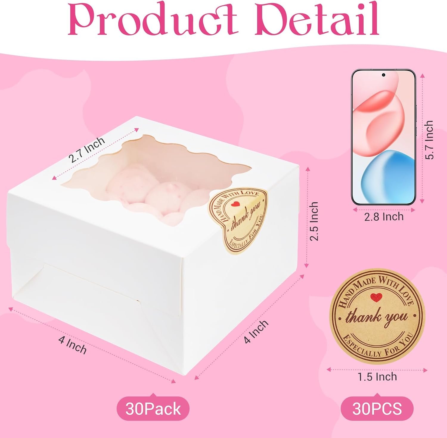 Großhandel 30 Stück weiße Keksboxen mit Fenster, 4x4x2,5 Zoll kleine Bäckereiboxen mit Aufklebern für Mini-Kuchen, Macarons, Cupcakes, Süßigkeiten, Donuts, Keks, Erdbeeren, Schokolade, individuell bedruckt, der Hersteller liefert Großhandel 30 Stück weiße Keksboxen mit Fenster, 4x4x2,5 Zoll kleine Bäckereiboxen mit Aufklebern für Mini-Kuchen, Macarons, Cupcakes, Süßigkeiten, Donuts, Keks, Erdbeeren, Schokolade, individuell bedruckt, der Hersteller liefert