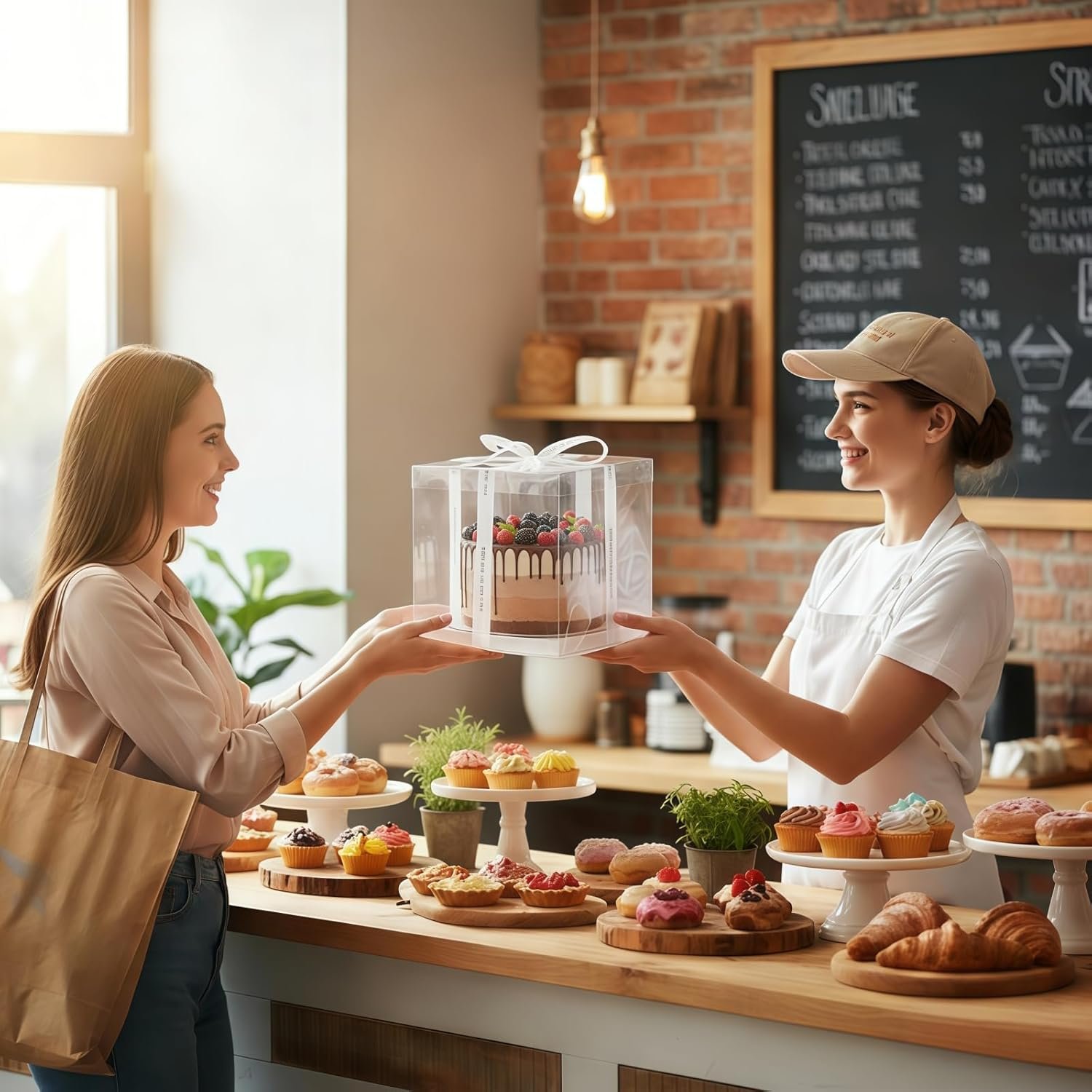 Großhandel 6 Stücke transparente Tortenbox mit Schleife 2-Layer 10x10x10 Zoll, Cake Carrier Box mit Deckeln, PET hohe Tortenverpackungsboxen, individuelles Logo für Geschenke zu Muttertag, Geburtstag, Hochzeit und Festivitäten. Großhandel 6 Stücke transparente Tortenbox mit Schleife 2-Layer 10x10x10 Zoll, Cake Carrier Box mit Deckeln, PET hohe Tortenverpackungsboxen, individuelles Logo für Geschenke zu Muttertag, Geburtstag, Hochzeit und Festivitäten.
