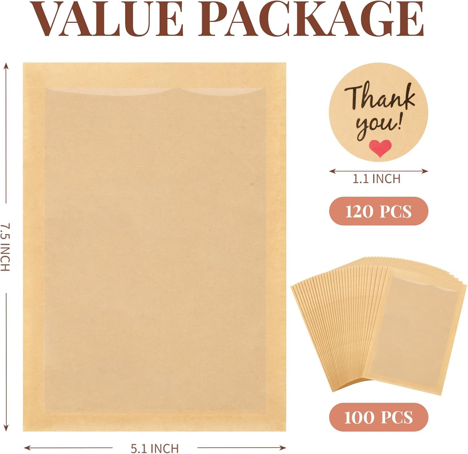 Großhandel 100er Pack hitzeversiegelbare Cookie-Tüten mit Fenster, 5,1 x 7,5 Zoll klare Papiertüten für Bäckerei, ölresistente Kraftpapier-Blechhüllen für Snacks, Donuts, Gebäck - Eigenmarke Großhandel 100er Pack hitzeversiegelbare Cookie-Tüten mit Fenster, 5,1 x 7,5 Zoll klare Papiertüten für Bäckerei, ölresistente Kraftpapier-Blechhüllen für Snacks, Donuts, Gebäck - Eigenmarke