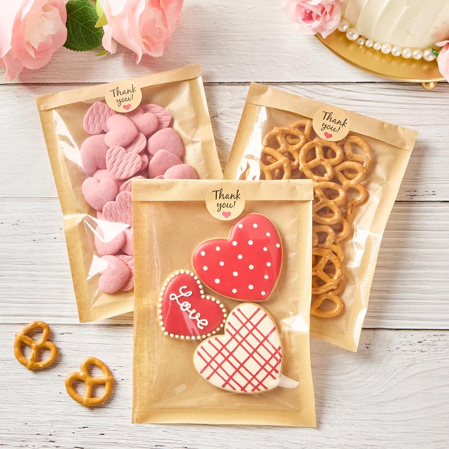 Großhandel 100er Pack hitzeversiegelbare Cookie-Tüten mit Fenster, 5,1 x 7,5 Zoll klare Papiertüten für Bäckerei, ölresistente Kraftpapier-Blechhüllen für Snacks, Donuts, Gebäck - Eigenmarke Großhandel 100er Pack hitzeversiegelbare Cookie-Tüten mit Fenster, 5,1 x 7,5 Zoll klare Papiertüten für Bäckerei, ölresistente Kraftpapier-Blechhüllen für Snacks, Donuts, Gebäck - Eigenmarke