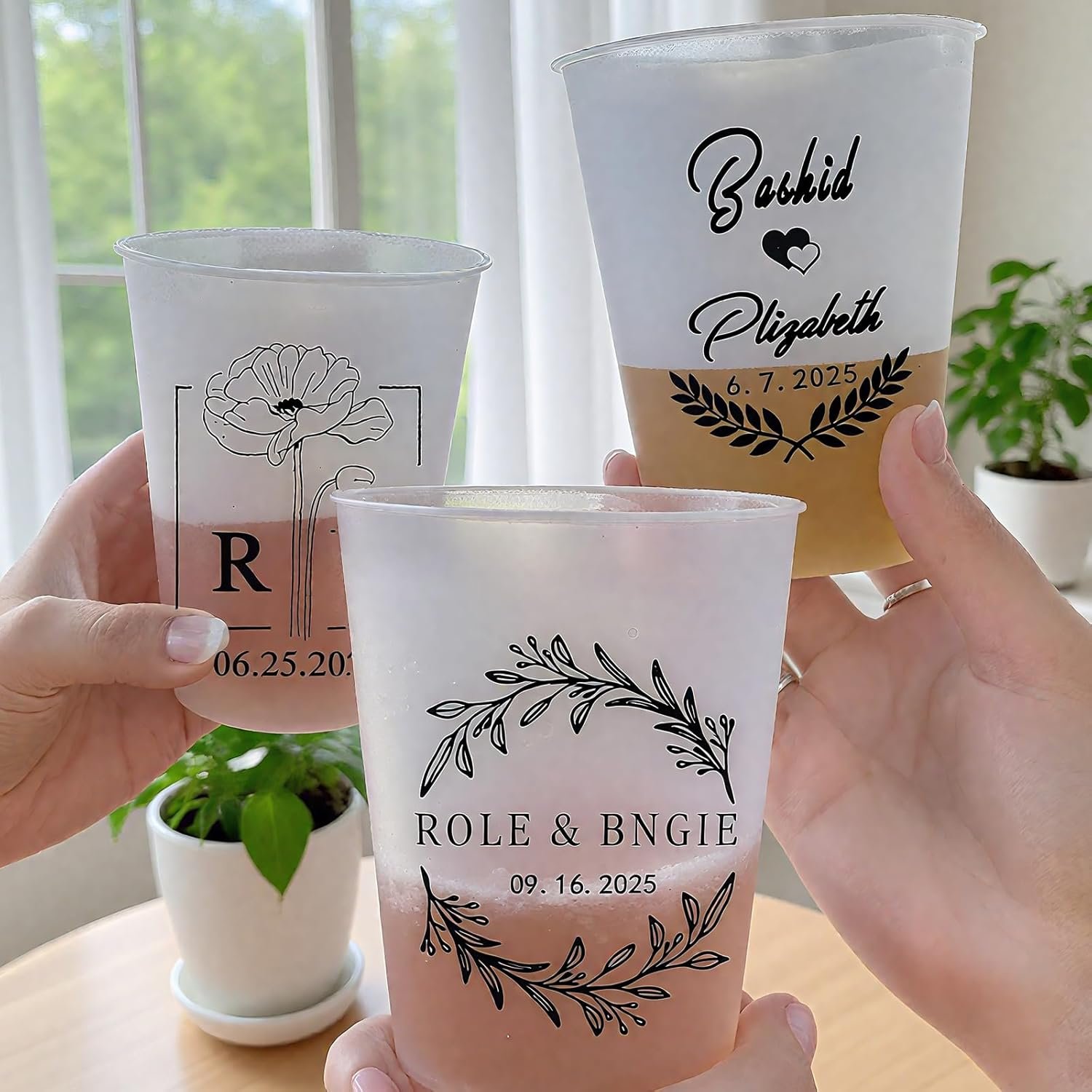 Großhandel 12 oz individuell bedruckte, bruchsichere Becher – 100 Stück für elegante Hochzeiten, personalisierte frosted Becher mit Monogramm für Junggesellenabschied und moderne Feiern, Hersteller für Eigenmarken