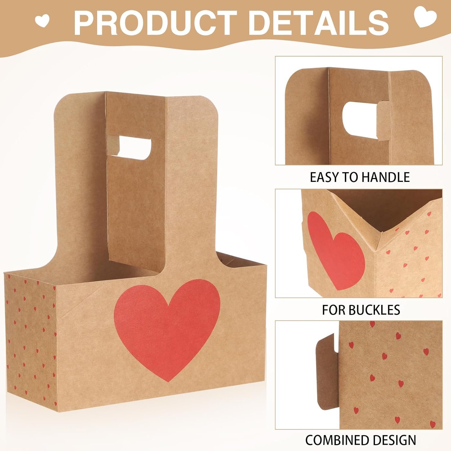 Großhandel 48er Pack Herz-Getränketräger mit Griff für Muttertag, individuellem Logo, OEM für Hochzeitsgeschenke, Kaffee und Essen Lieferung Großhandel 48er Pack Herz-Getränketräger mit Griff für Muttertag, individuellem Logo, OEM für Hochzeitsgeschenke, Kaffee und Essen Lieferung