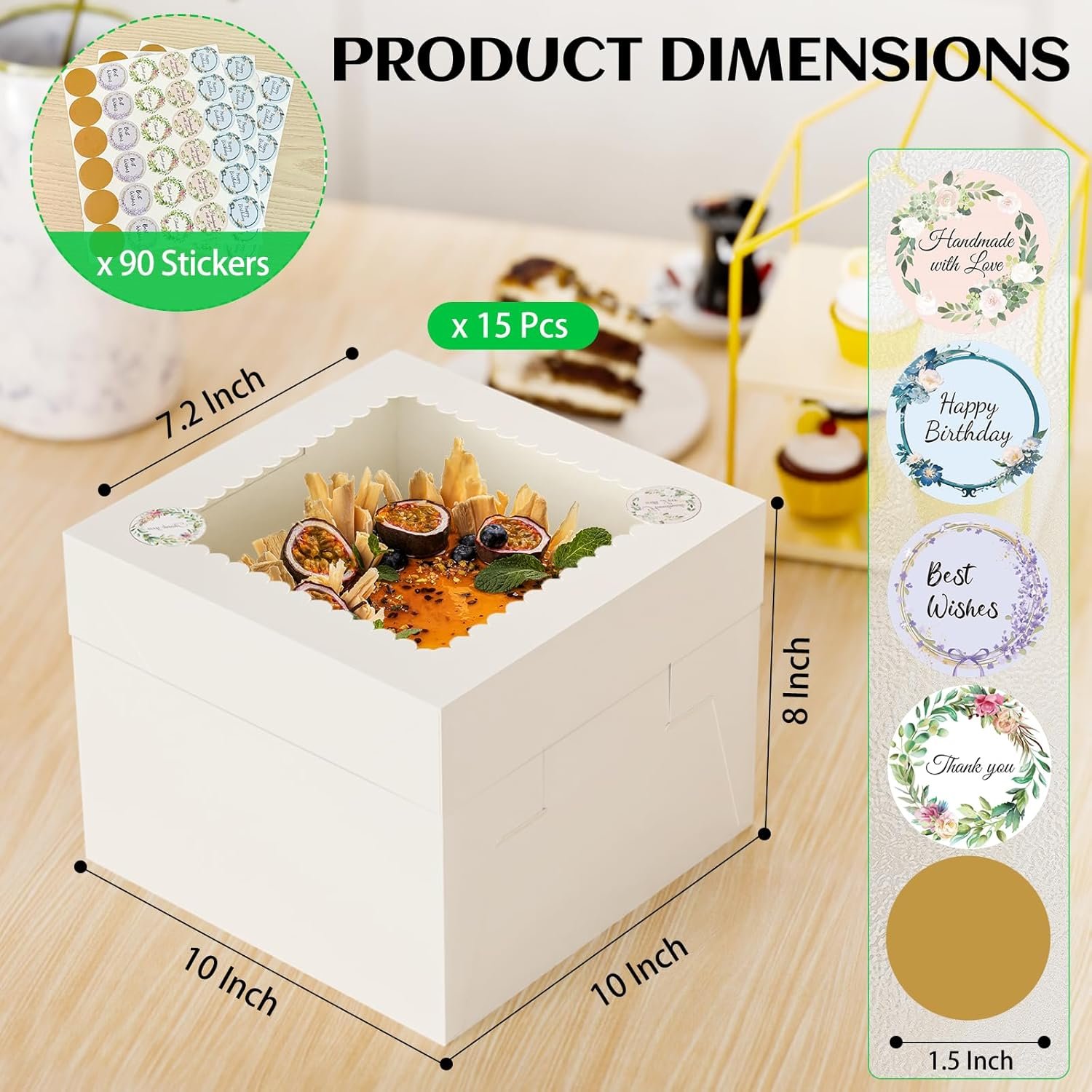 Großhandel 15 Stück 10x10x8 Zoll hohe Kuchenboxen mit Fenster, große Kartonbackboxen für Käsekuchen, Kuchen, Pies, Hochzeit und Geburtstag mit 90 Stickern für individuelle Logos, Hersteller von Backzubehör. Großhandel 15 Stück 10x10x8 Zoll hohe Kuchenboxen mit Fenster, große Kartonbackboxen für Käsekuchen, Kuchen, Pies, Hochzeit und Geburtstag mit 90 Stickern für individuelle Logos, Hersteller von Backzubehör.
