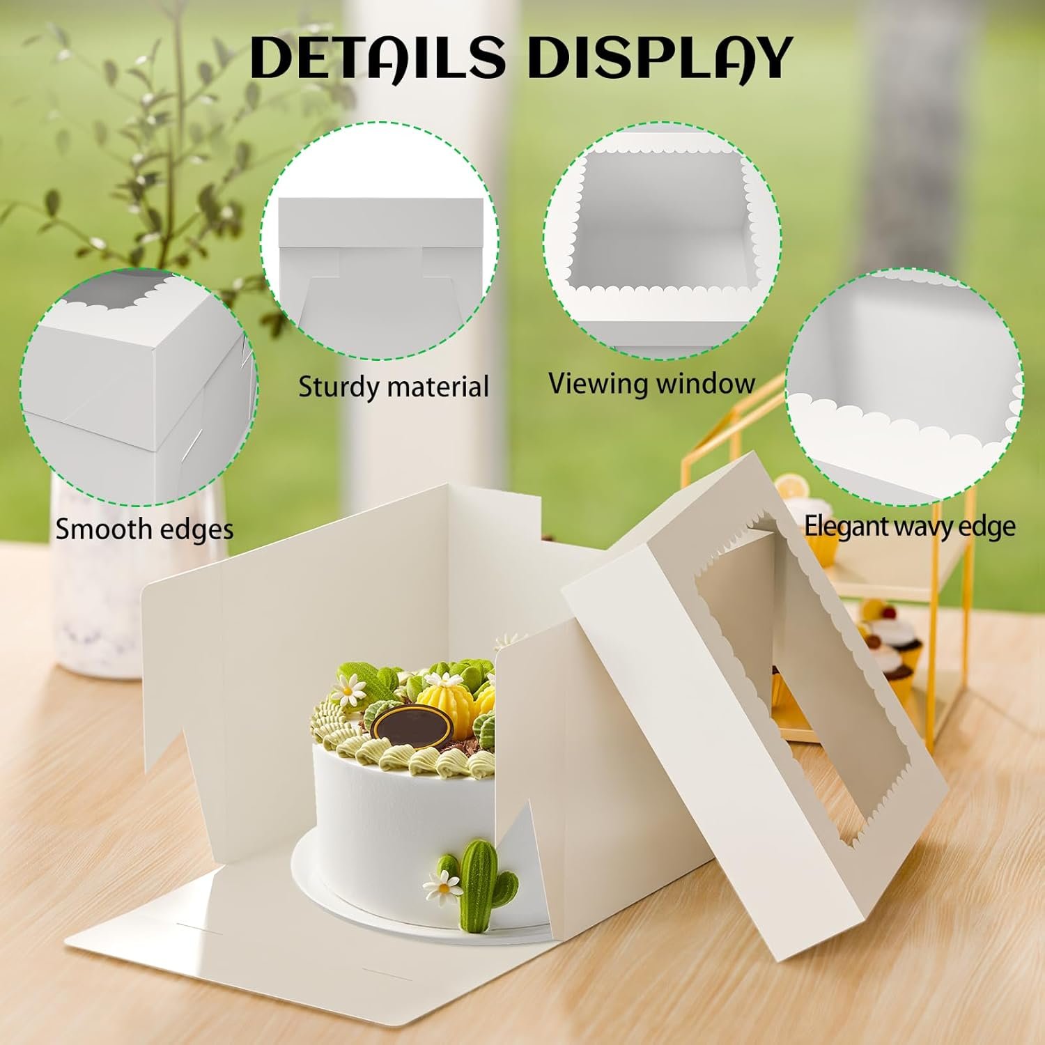 Großhandel 15 Stück 10x10x8 Zoll hohe Kuchenboxen mit Fenster, große Kartonbackboxen für Käsekuchen, Kuchen, Pies, Hochzeit und Geburtstag mit 90 Stickern für individuelle Logos, Hersteller von Backzubehör. Großhandel 15 Stück 10x10x8 Zoll hohe Kuchenboxen mit Fenster, große Kartonbackboxen für Käsekuchen, Kuchen, Pies, Hochzeit und Geburtstag mit 90 Stickern für individuelle Logos, Hersteller von Backzubehör.
