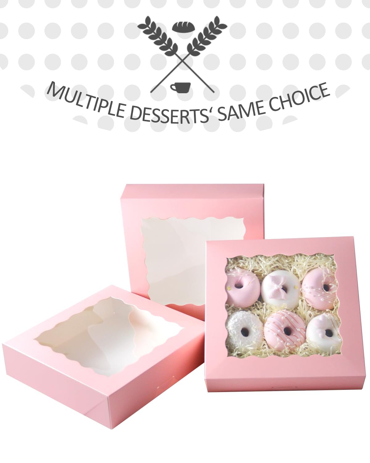 Großhandel 8x8x2.5 Zoll pinke Gebäckbox mit Fenster, Donut-Pie-Boxen 12 Stück, vom Hersteller, ideal für individuelle Logos und Eigenmarken, (Auto-Pop-Up)