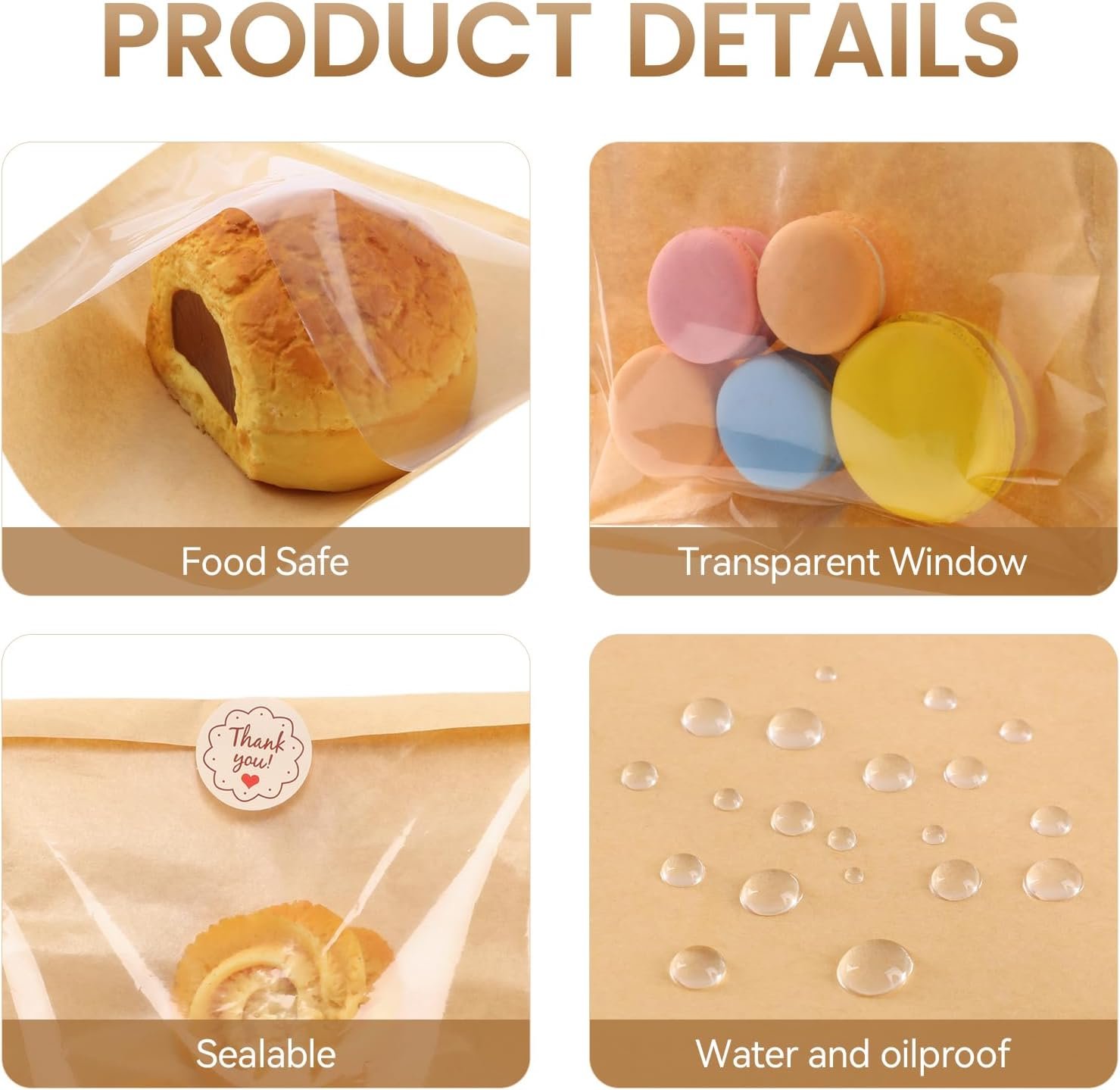 Großhandel 300 Stück 7,1 x 7,5 Zoll hitzeversiegelbare Backwarenbeutel mit Fenster, Kraftpapier fettbeständig, ideal für die Verpackung von Kuchenschnitten, Gebäck, Donuts, Gebäck, Brot und individuellem Logo für Ihre Eigenmarke. Hersteller für Bulk-Bestellungen. Großhandel 300 Stück 7,1 x 7,5 Zoll hitzeversiegelbare Backwarenbeutel mit Fenster, Kraftpapier fettbeständig, ideal für die Verpackung von Kuchenschnitten, Gebäck, Donuts, Gebäck, Brot und individuellem Logo für Ihre Eigenmarke. Hersteller für Bulk-Bestellungen.