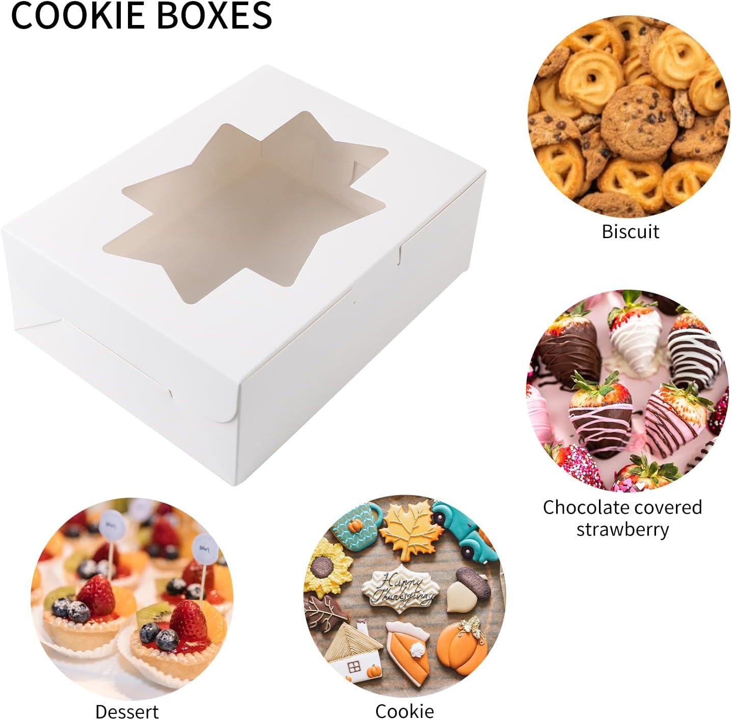 Großhandel 24 Stück Backboxen mit 3 Fensterstilen, 8x6x2,5cm, ideal für Süßigkeiten, Kuchen und Donuts, Hersteller für individuelle Gestaltung und Eigenmarken.