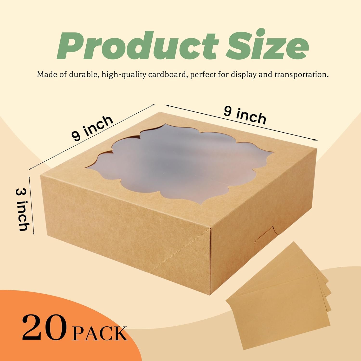 Großhandel 20er Pack Pie-Boxen 9x9x3 Zoll mit Fenster für Kuchen, Kekse, Donuts und Schokoladenüberzogene Erdbeeren - Individuelles Logo vom Hersteller