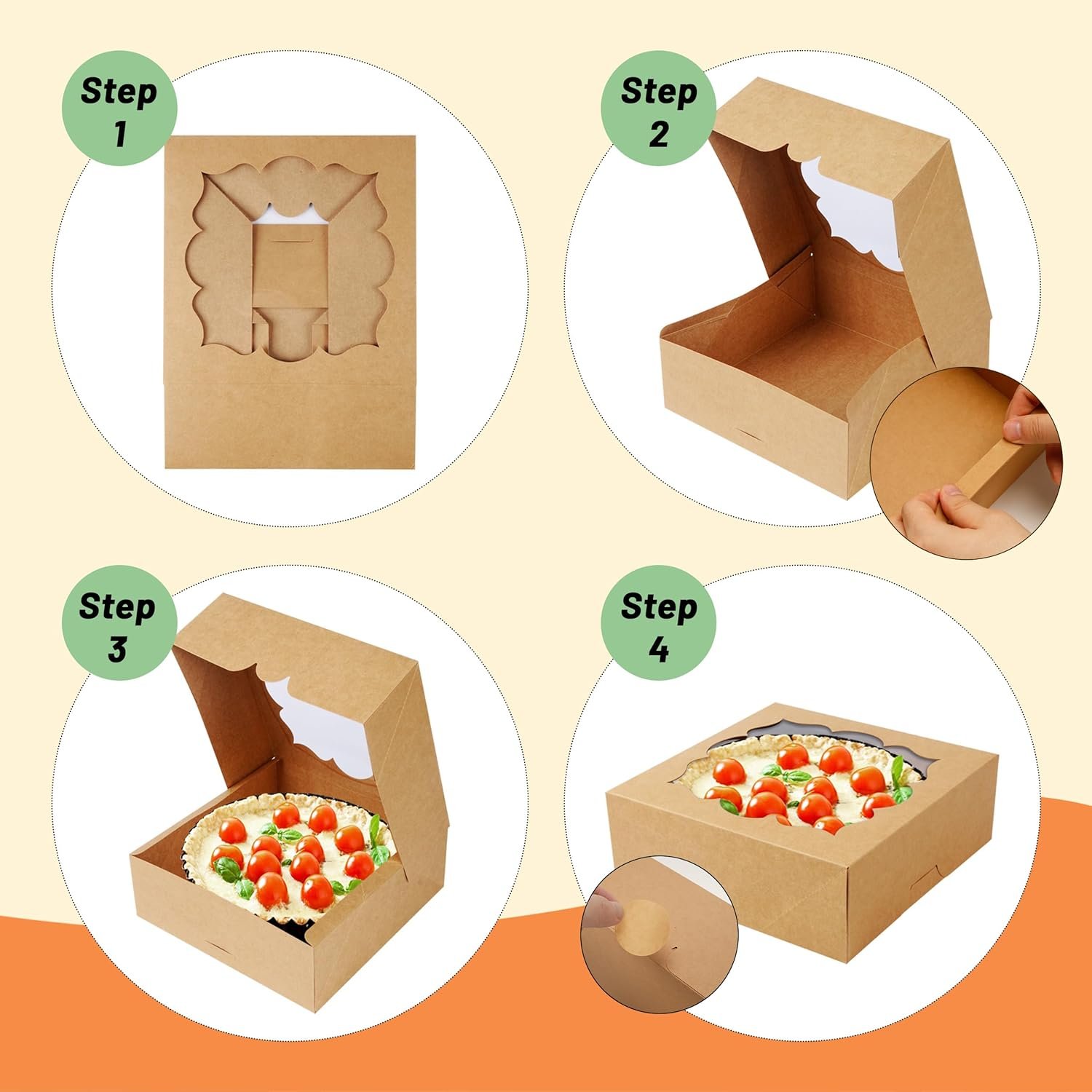 Großhandel 20er Pack Pie-Boxen 9x9x3 Zoll mit Fenster für Kuchen, Kekse, Donuts und Schokoladenüberzogene Erdbeeren - Individuelles Logo vom Hersteller