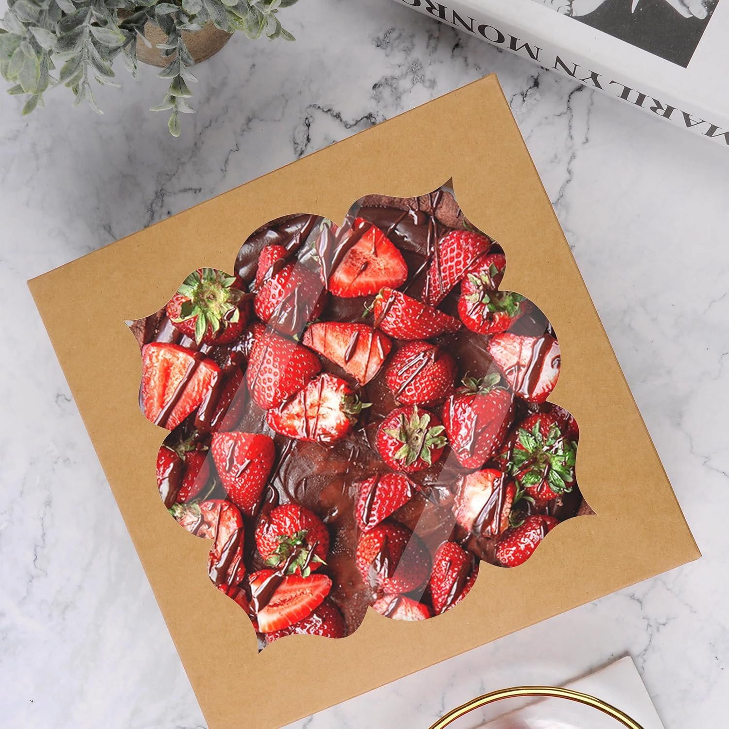 Großhandel 20er Pack Pie-Boxen 9x9x3 Zoll mit Fenster für Kuchen, Kekse, Donuts und Schokoladenüberzogene Erdbeeren - Individuelles Logo vom Hersteller