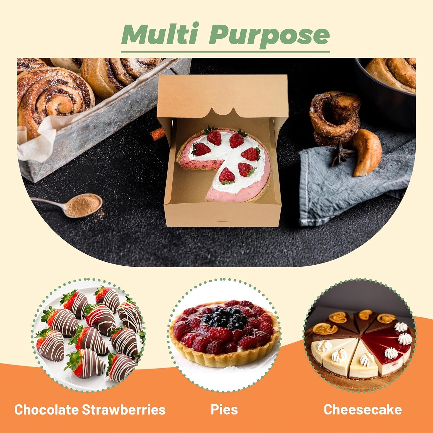 Großhandel 20er Pack Pie-Boxen 9x9x3 Zoll mit Fenster für Kuchen, Kekse, Donuts und Schokoladenüberzogene Erdbeeren - Individuelles Logo vom Hersteller
