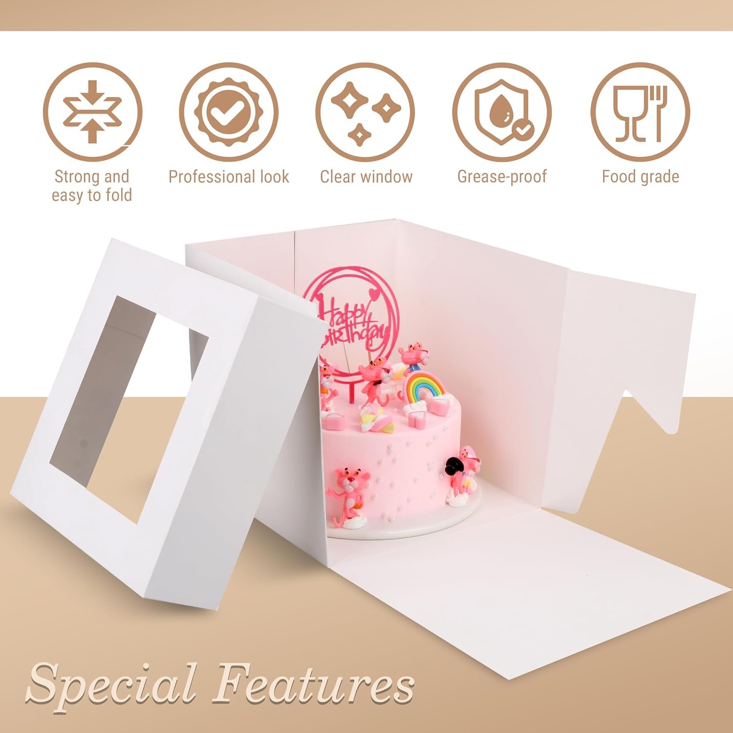 Großhandel 10 Zoll Runde Kuchenboxen mit Fenster - Individuelles Logo für Hochzeiten, Geburtstage und Partys - OEM Verpackungen für Bulk Bestellungen Großhandel 10 Zoll Runde Kuchenboxen mit Fenster - Individuelles Logo für Hochzeiten, Geburtstage und Partys - OEM Verpackungen für Bulk Bestellungen