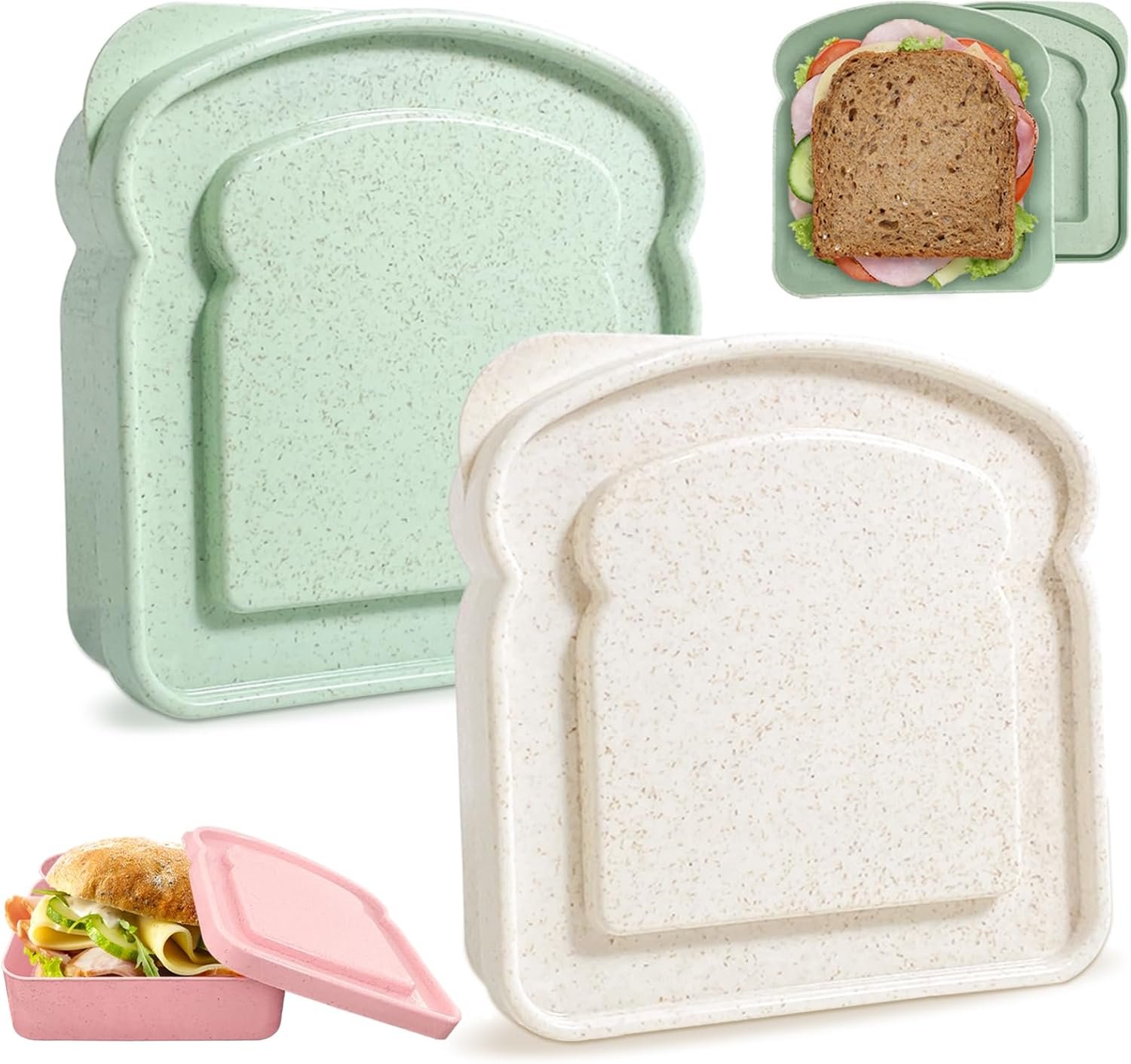 Großhandel Sandwichbehälter, BPA-freie, wiederverwendbare Lunchbox in Toastform, für Erwachsene und Familien, individuell bedruckbar, von zuverlässigem Hersteller, mikrowellen- und spülmaschinenfest, für die Großmenge verfügbar.