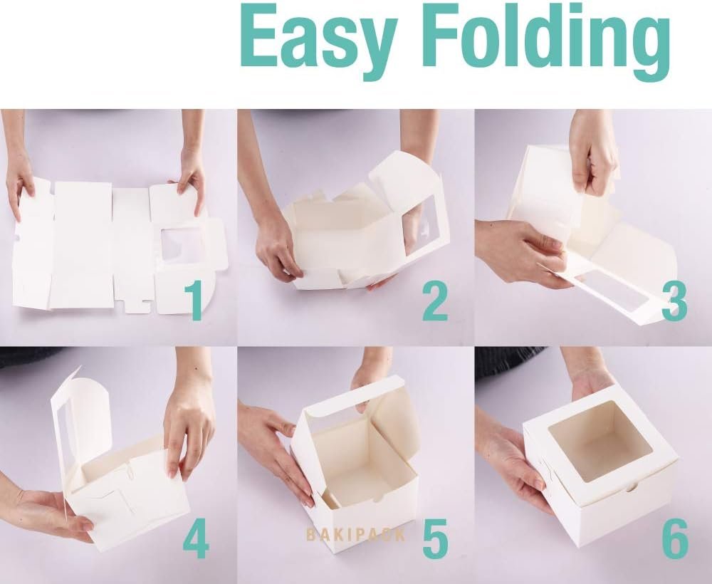 Großhandel 25 weiße Bäckereiboxen mit Fenster, 6x6x4 Zoll, Kuchenboxen für kleine Bäckereien, individuell bedruckbar für eigene Marken, Dessert, Süßigkeiten, Kekse, Gebäck, Partygeschenke, Hochzeitstorte, Lieferant für Großmenge. Großhandel 25 weiße Bäckereiboxen mit Fenster, 6x6x4 Zoll, Kuchenboxen für kleine Bäckereien, individuell bedruckbar für eigene Marken, Dessert, Süßigkeiten, Kekse, Gebäck, Partygeschenke, Hochzeitstorte, Lieferant für Großmenge.