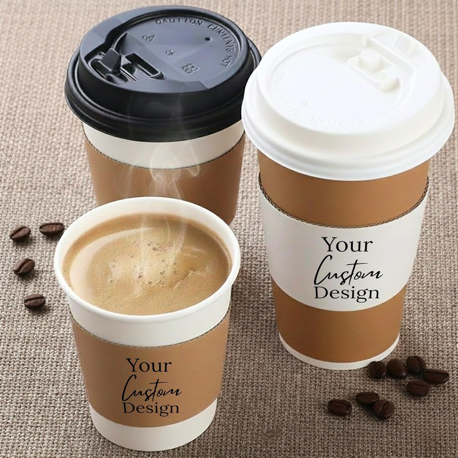 Großhandel individuelle Kaffeebecherhülsen – Isolierte, personalisierte Kraftweiße Becherhülsen für heiße und kalte Getränke, ideal für Cafés und Partys, passen auf Standardbecher (25, 50, 100 Pack) von zuverlässigen Herstellern. OEM verfügbar.