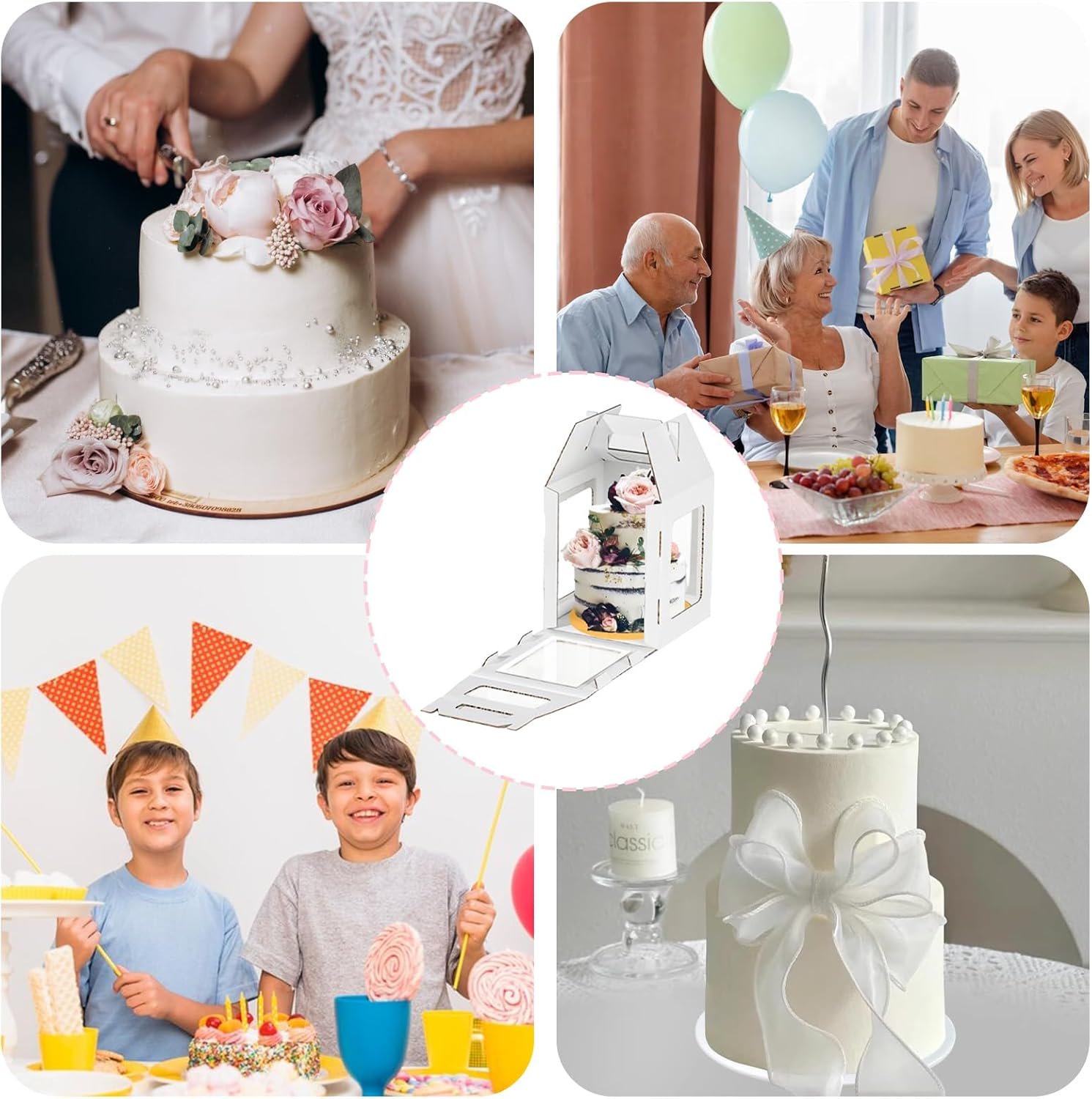 Großhandel 2 Packs hohe Kuchenboxen mit Kuchenbrett 10x10x12 Zoll große mehrstöckige Kuchenbehälter mit Klarsichtfenstern und Griff, individuelles Logo für Geburtstag, Hochzeit, Party und Festival, OEM Hersteller. Großhandel 2 Packs hohe Kuchenboxen mit Kuchenbrett 10x10x12 Zoll große mehrstöckige Kuchenbehälter mit Klarsichtfenstern und Griff, individuelles Logo für Geburtstag, Hochzeit, Party und Festival, OEM Hersteller.