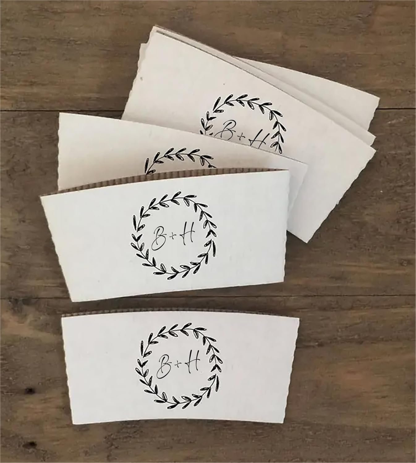 Großhandel individuell bedruckte Kaffeetassenmanschetten, Papiermanschetten für Events, Hochzeit, Babyfeier, Jubiläum, Verlobung (Weiß) 20/30/50/100 Stück, Hersteller für maßgeschneiderte Produktlösungen, Eigenmarke verfügbar